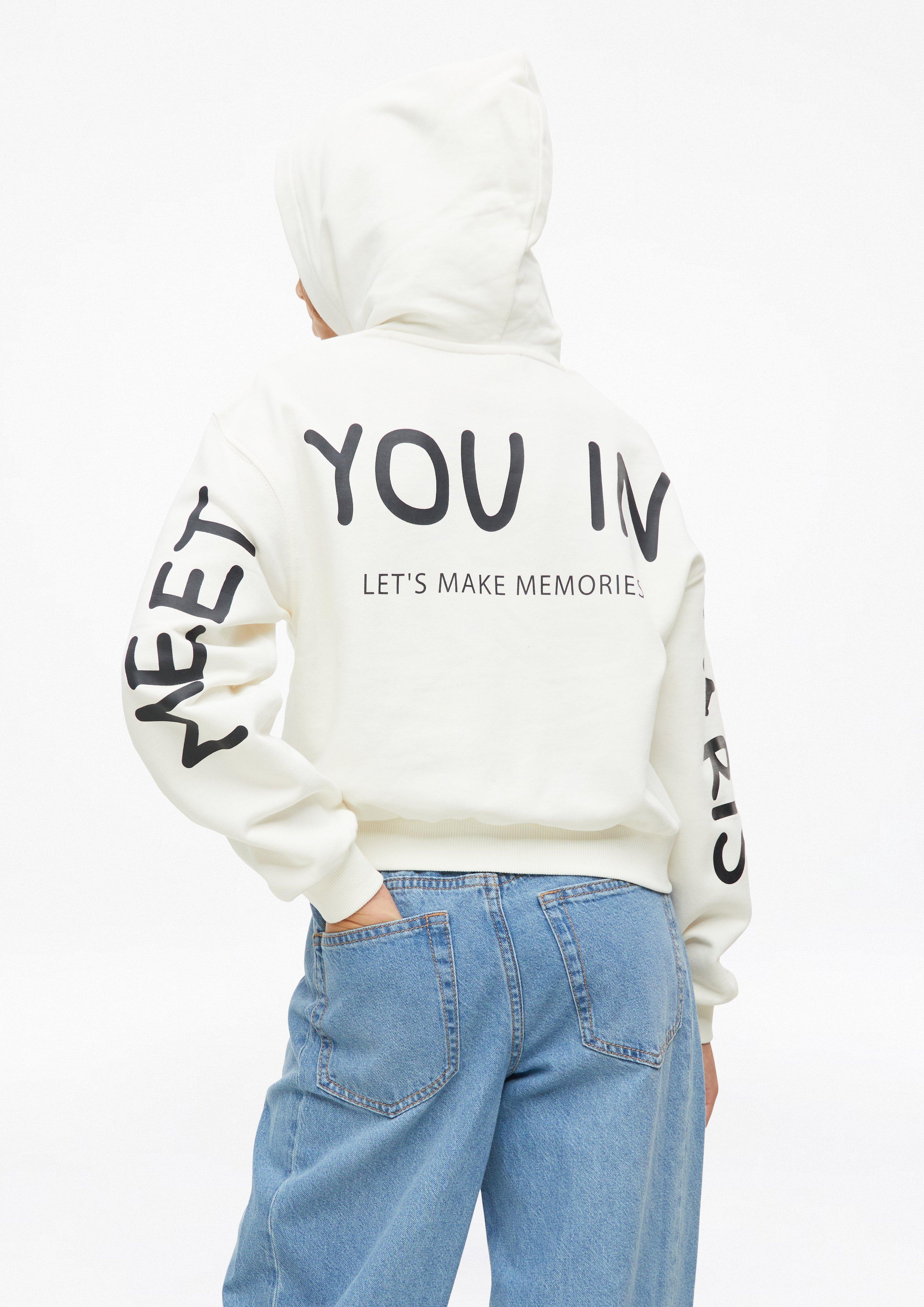 Cropped Oversized Hoodie with Back Print in cream by s.Oliver