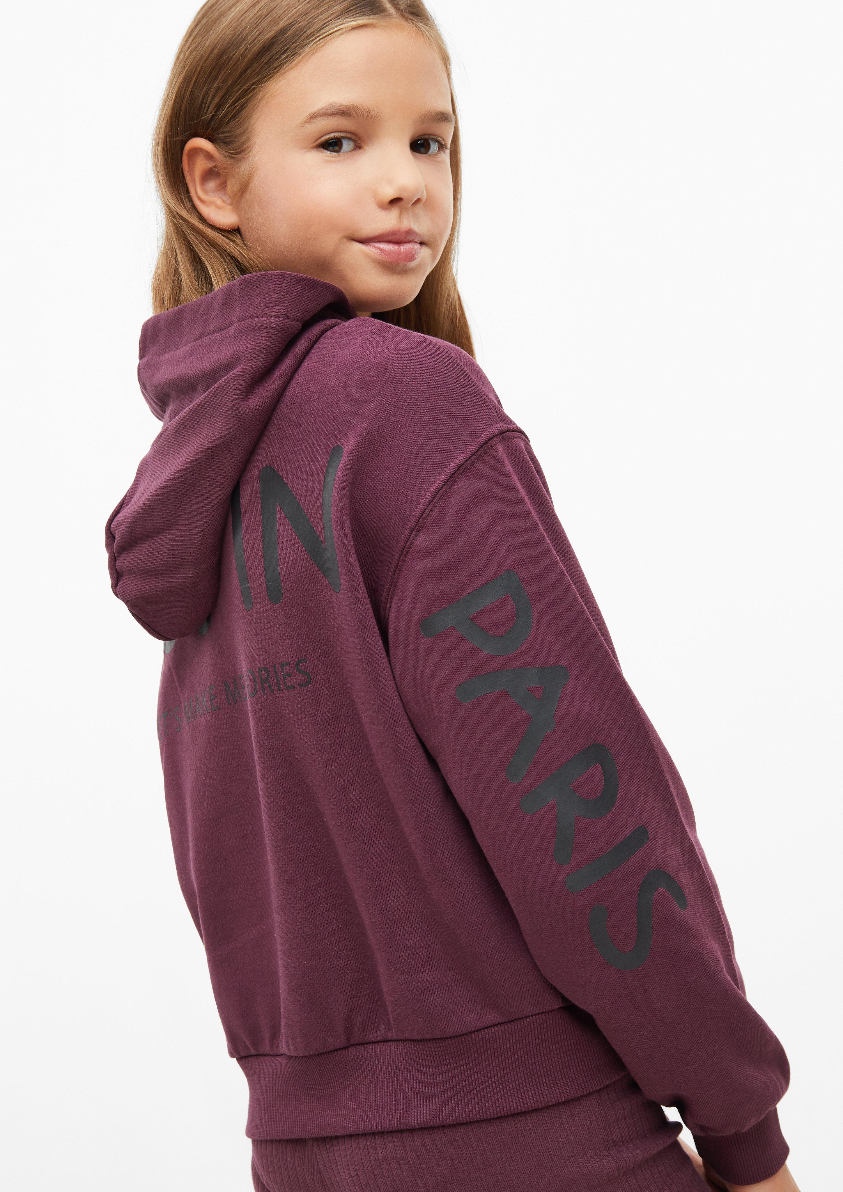Junior Sweat à capuche court et oversize avec imprimé dans le dos en rouge de s.Oliver