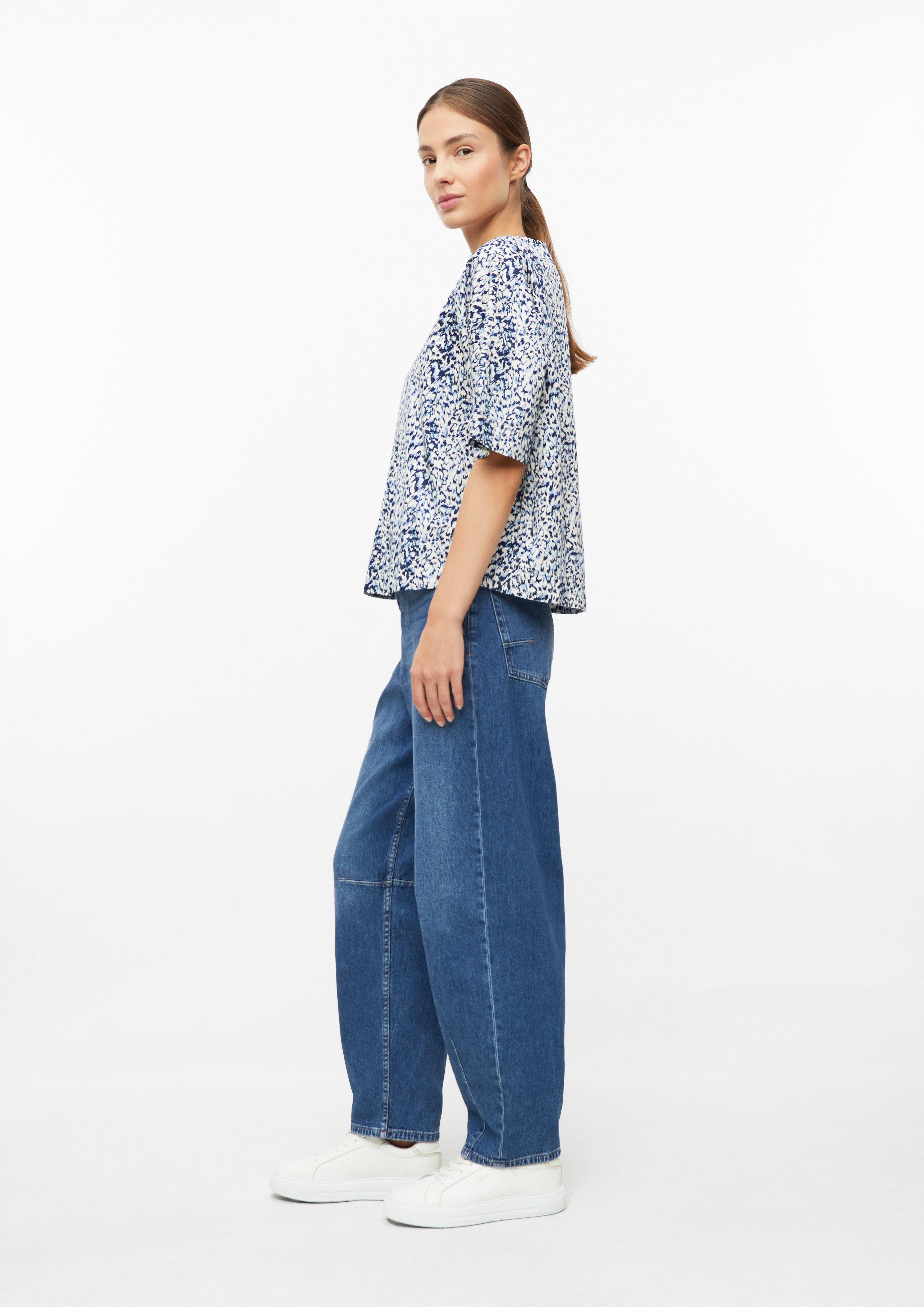 Dames Katoenen blouse met relaxte pasvorm in blauw van s.Oliver