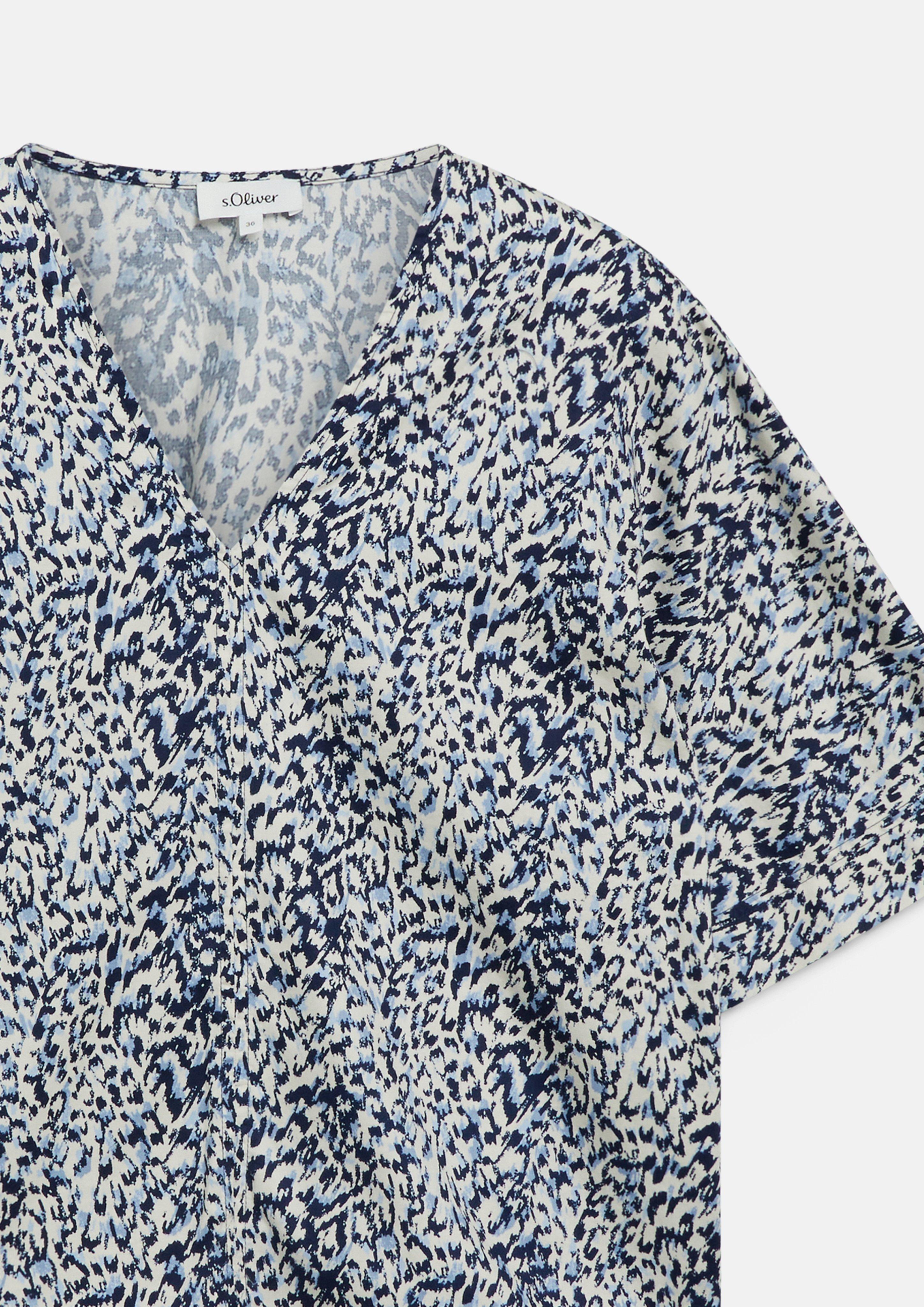 Dames Katoenen blouse met relaxte pasvorm in blauw van s.Oliver