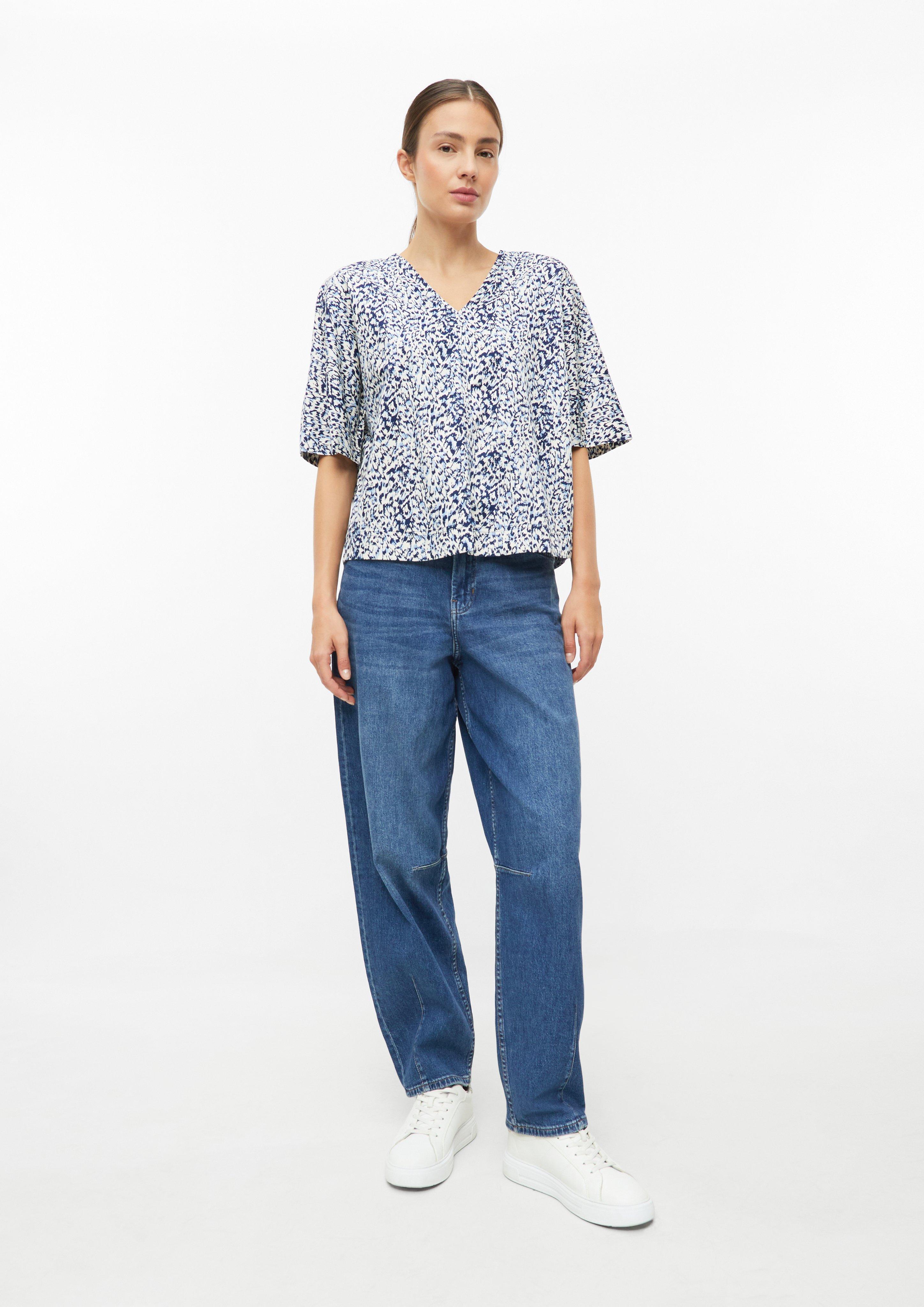 Dames Katoenen blouse met relaxte pasvorm in blauw van s.Oliver