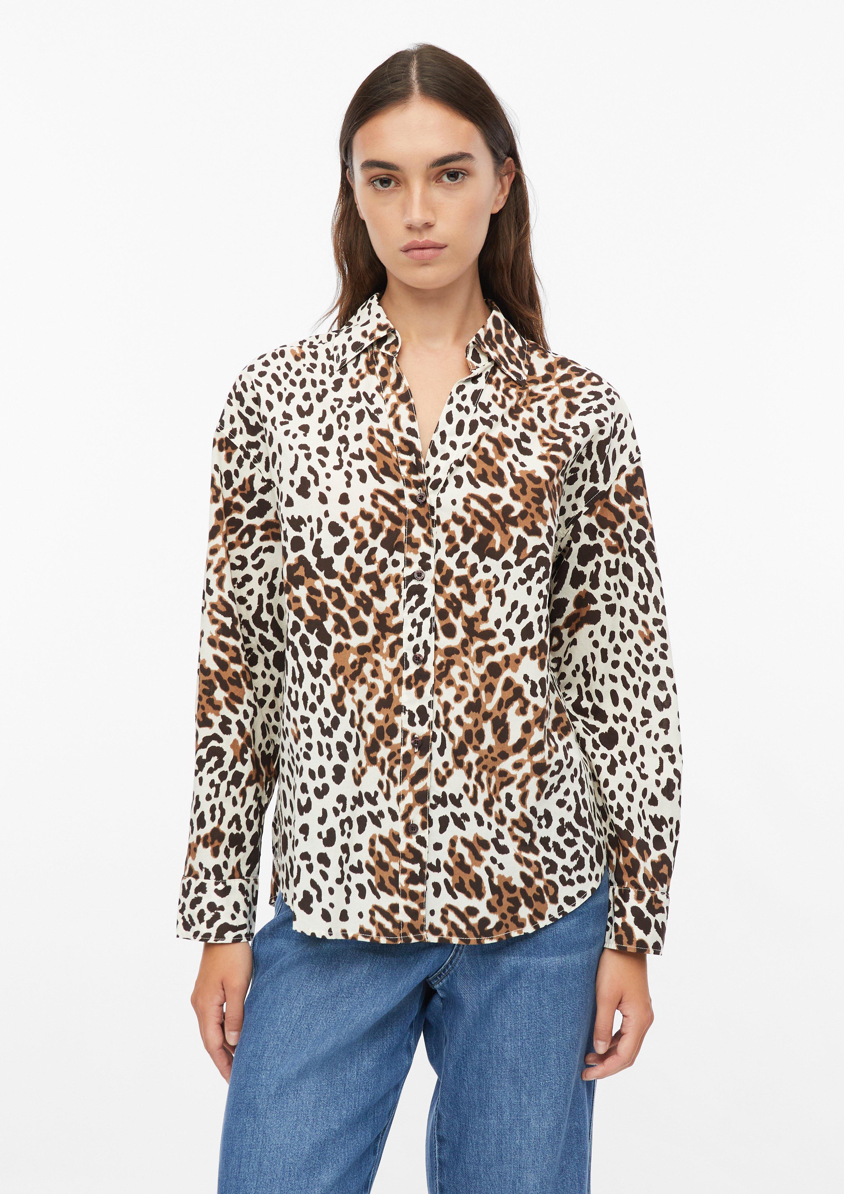 Patterned blouse with turn-up sleeves in cream by s.Oliver