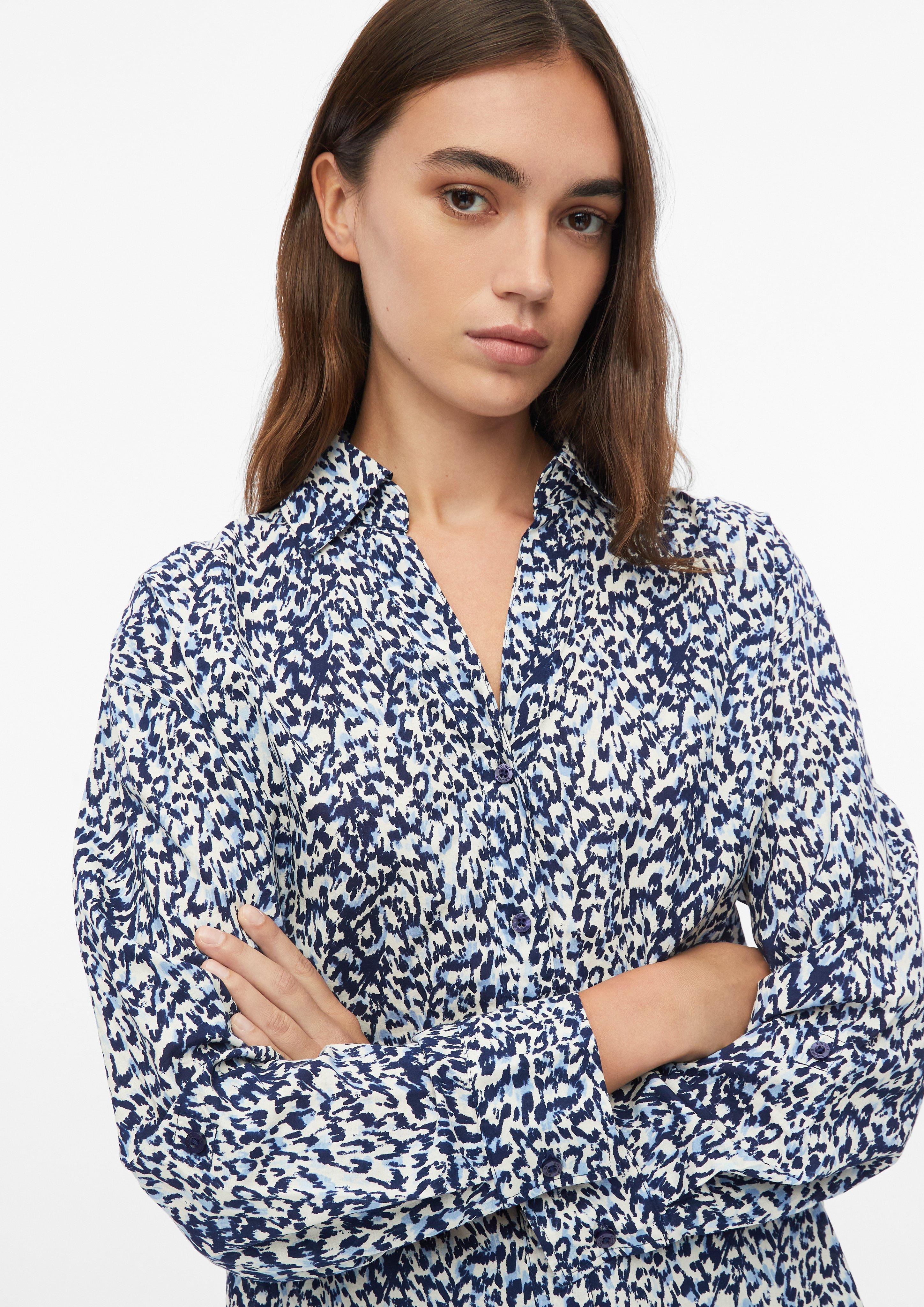 Damen Gemusterte Bluse mit Turn-up-Ärmel in blau von s.Oliver