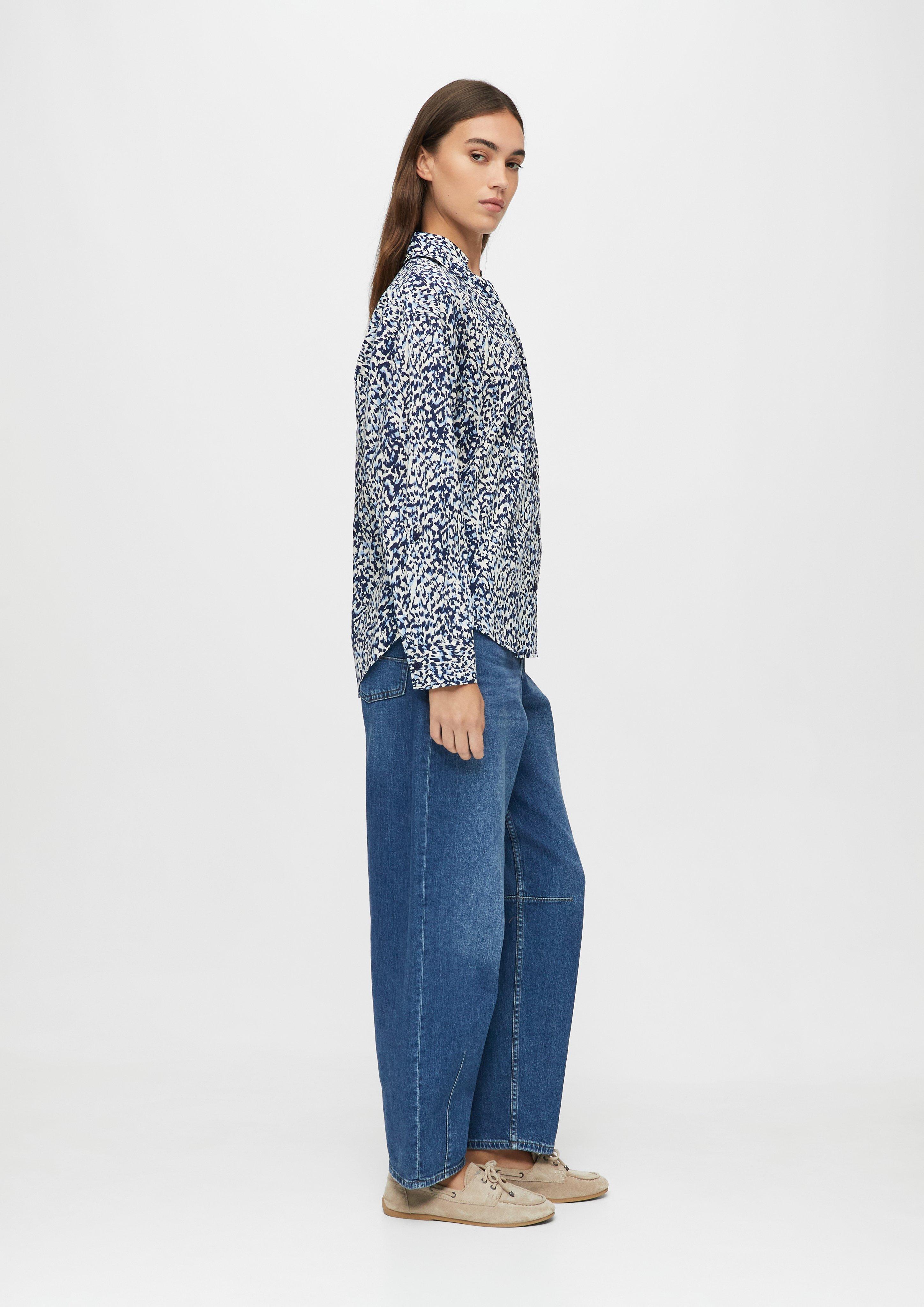 Damen Gemusterte Bluse mit Turn-up-Ärmel in blau von s.Oliver