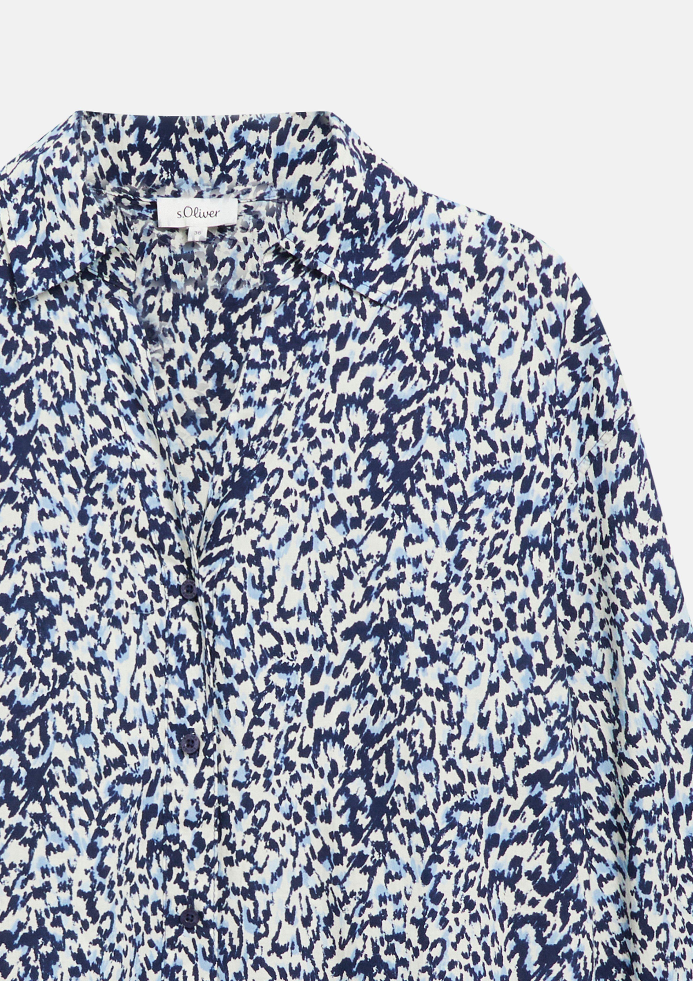 Damen Gemusterte Bluse mit Turn-up-Ärmel in blau von s.Oliver