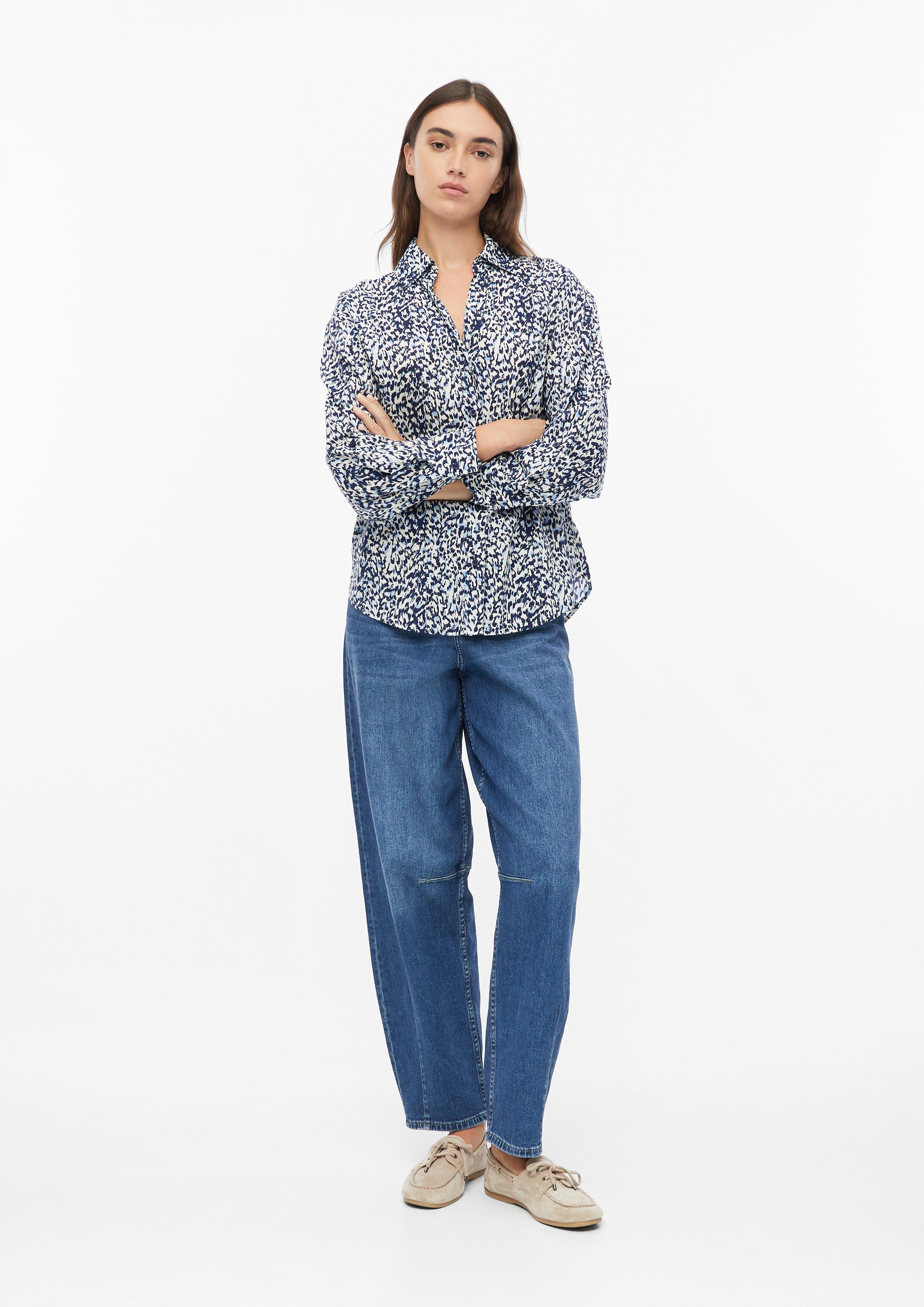 Damen Gemusterte Bluse mit Turn-up-Ärmel in blau von s.Oliver