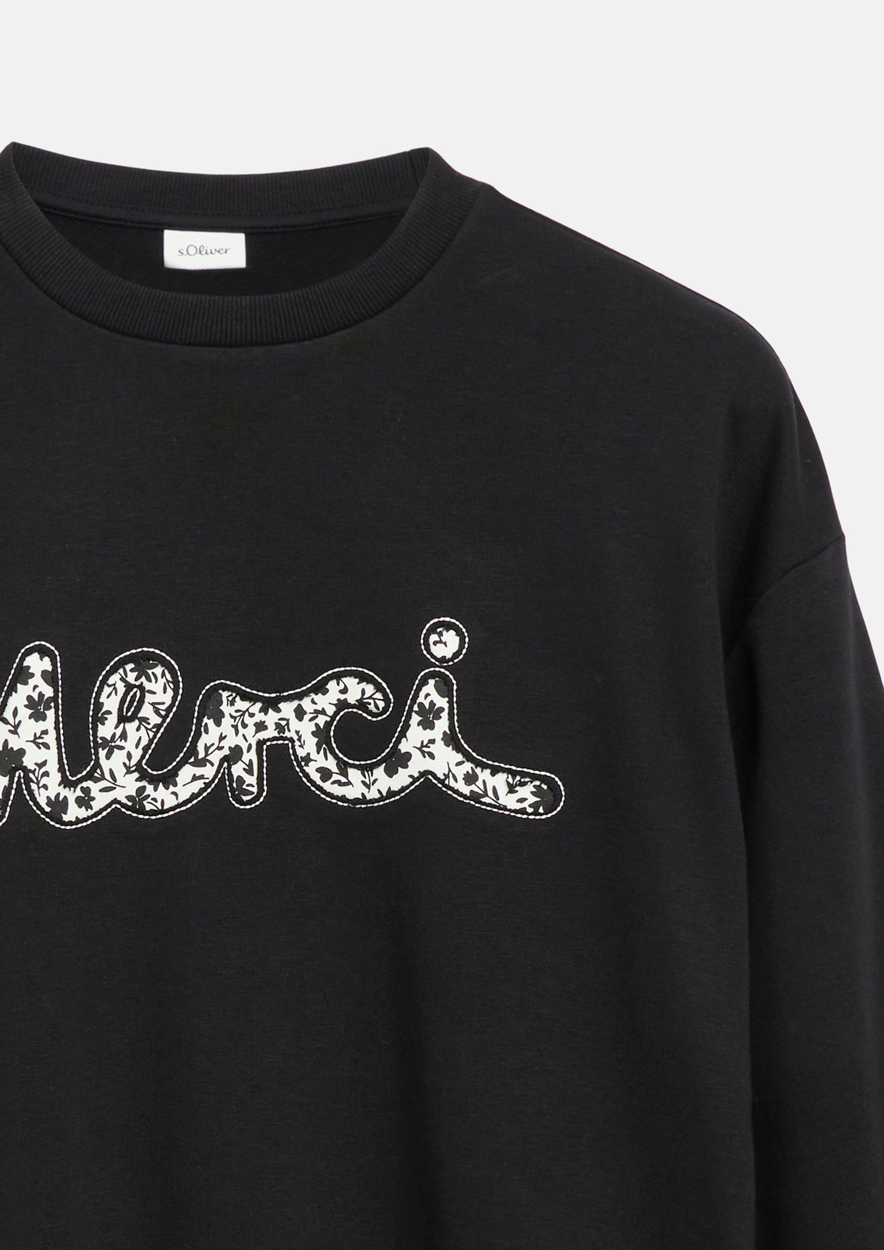 Junior Oversized sweatshirt met applicatie in zwart van s.Oliver