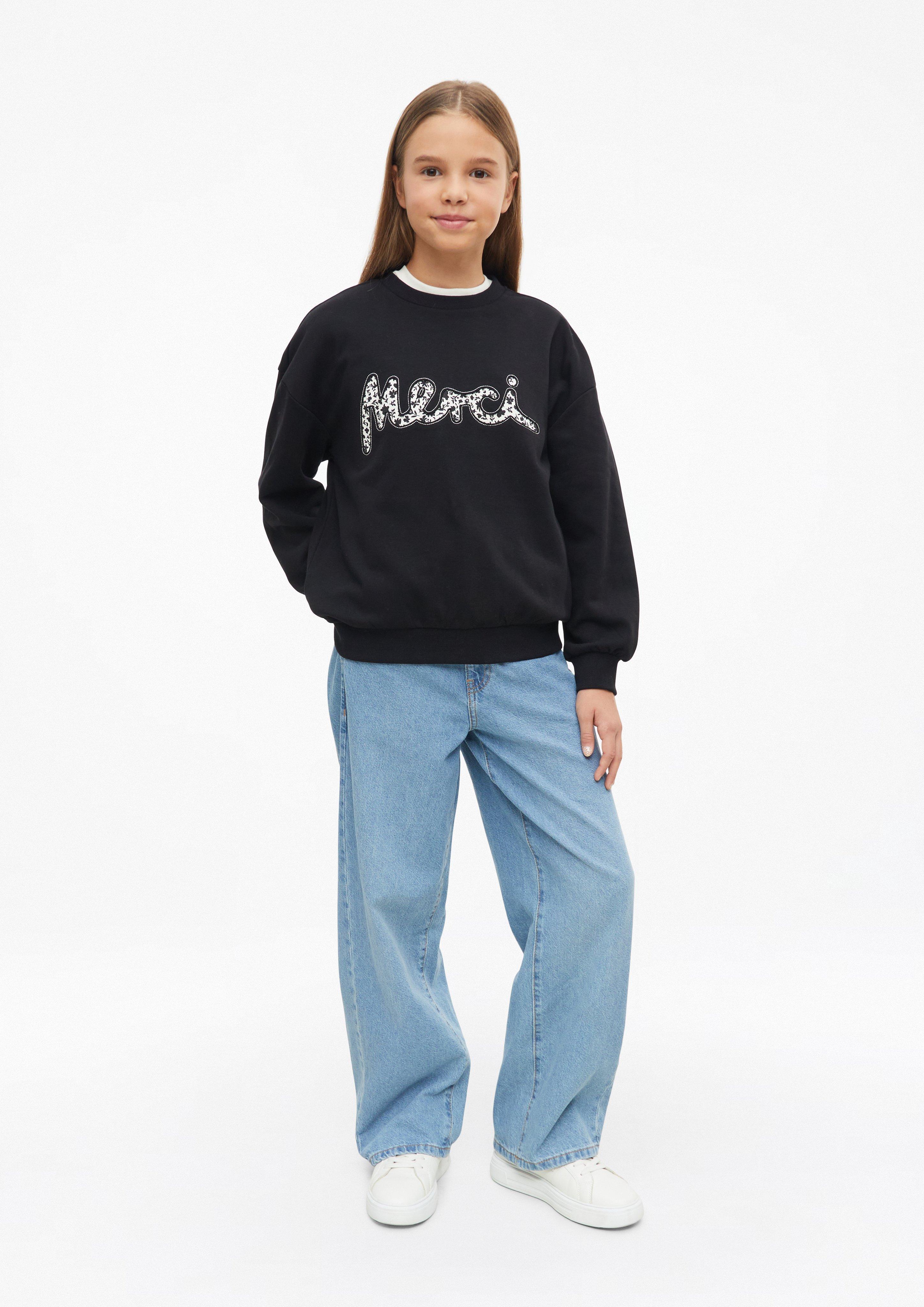 Junior Oversized sweatshirt met applicatie in zwart van s.Oliver