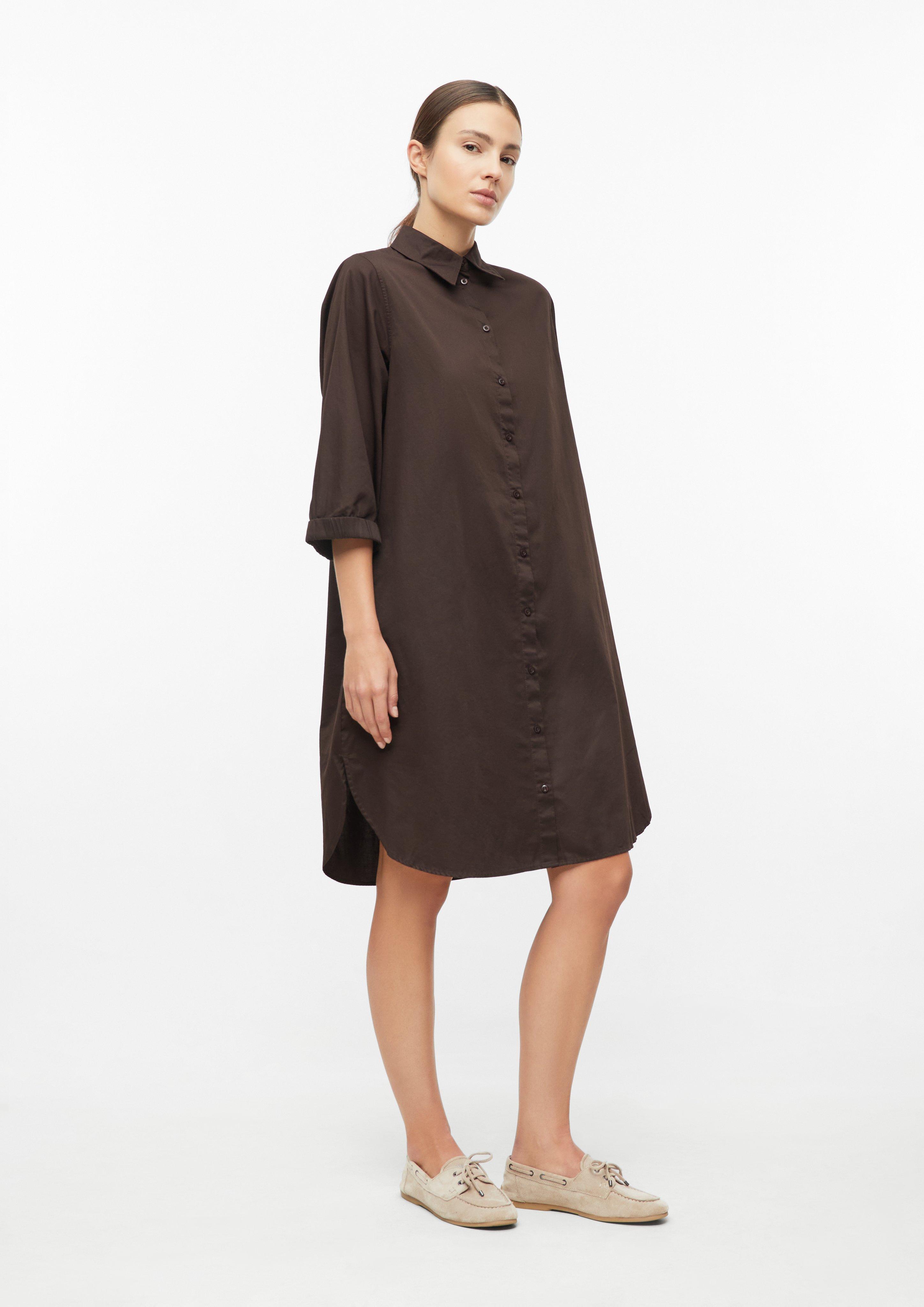 Damen Hemdblusenkleid mit Smok-Detail in braun von s.Oliver