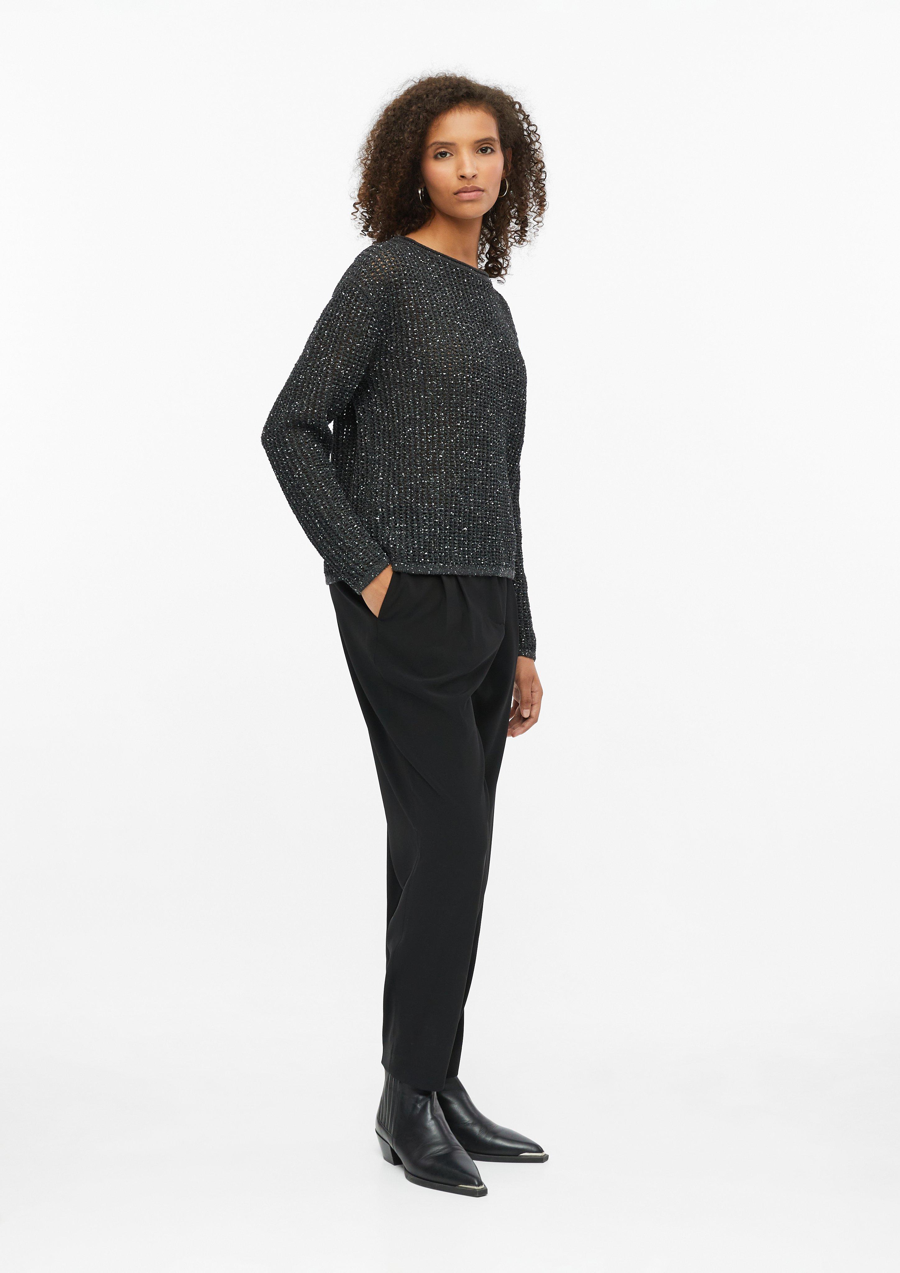 Dámy Lehce průhledný pulovr s flitry, střih Relaxed Fit v barvě šedá od s.Oliver BLACK LABEL