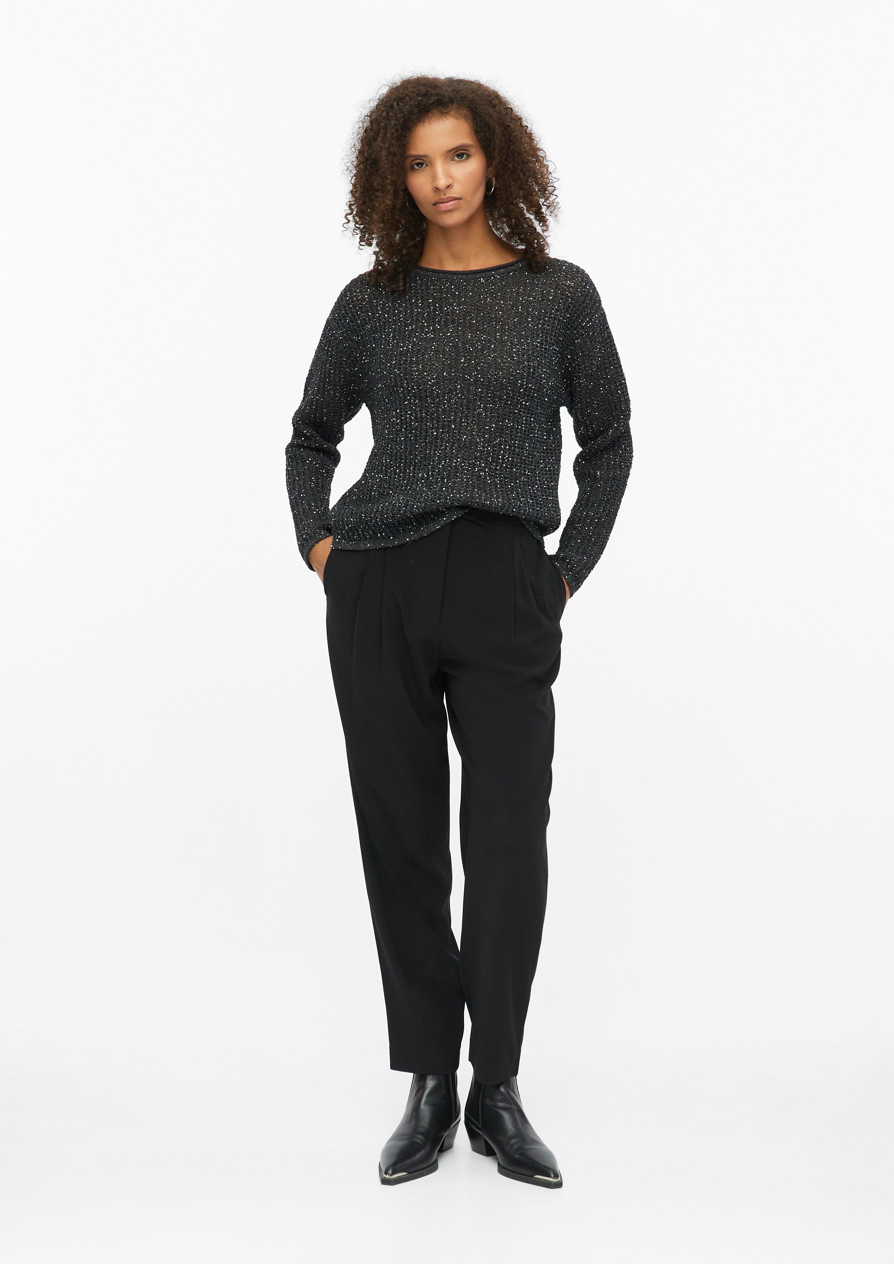 Dámy Lehce průhledný pulovr s flitry, střih Relaxed Fit v barvě šedá od s.Oliver BLACK LABEL
