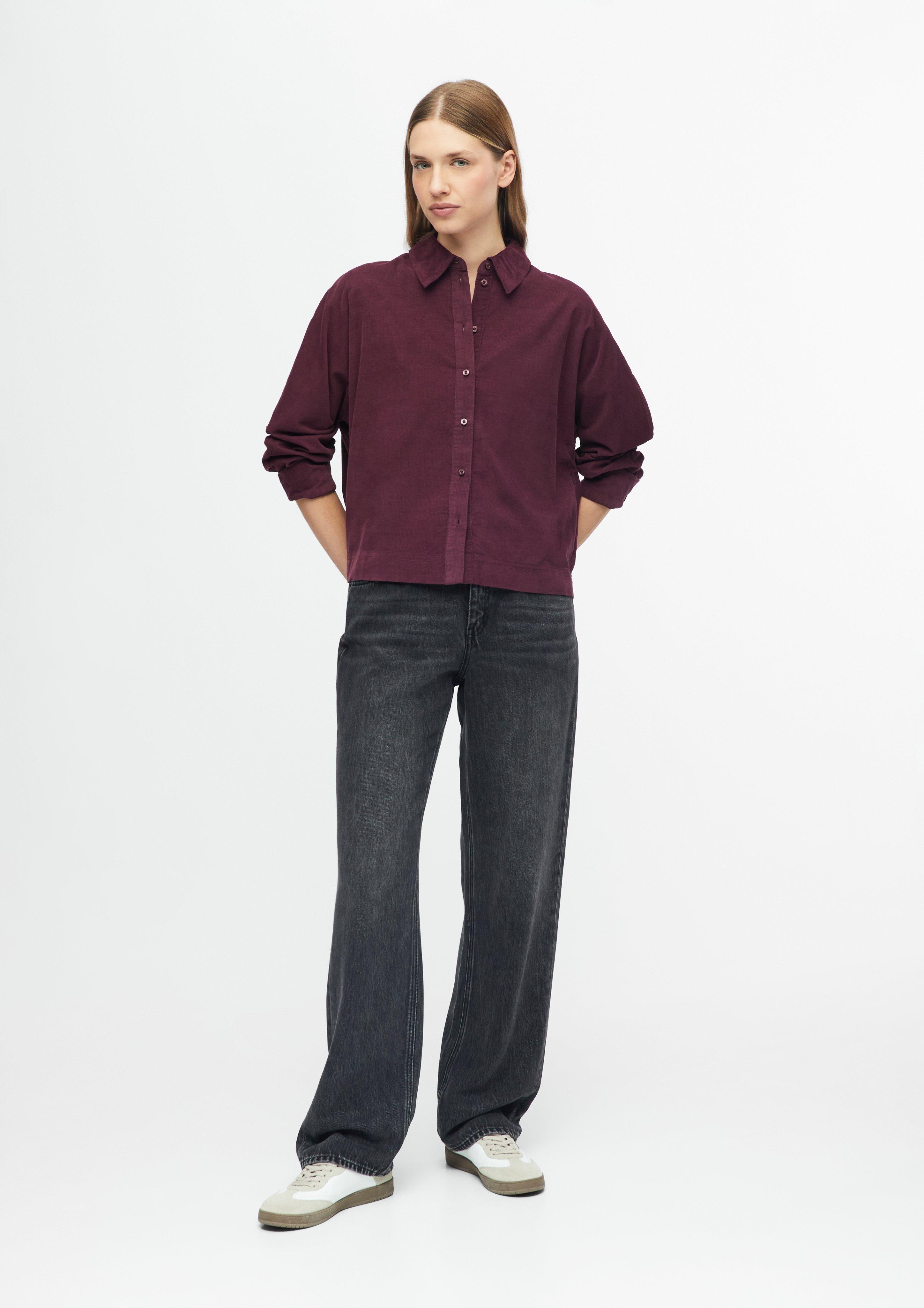 Women Fine-cord blouse with batwing sleeves in a relaxed fit in red by s.Oliver