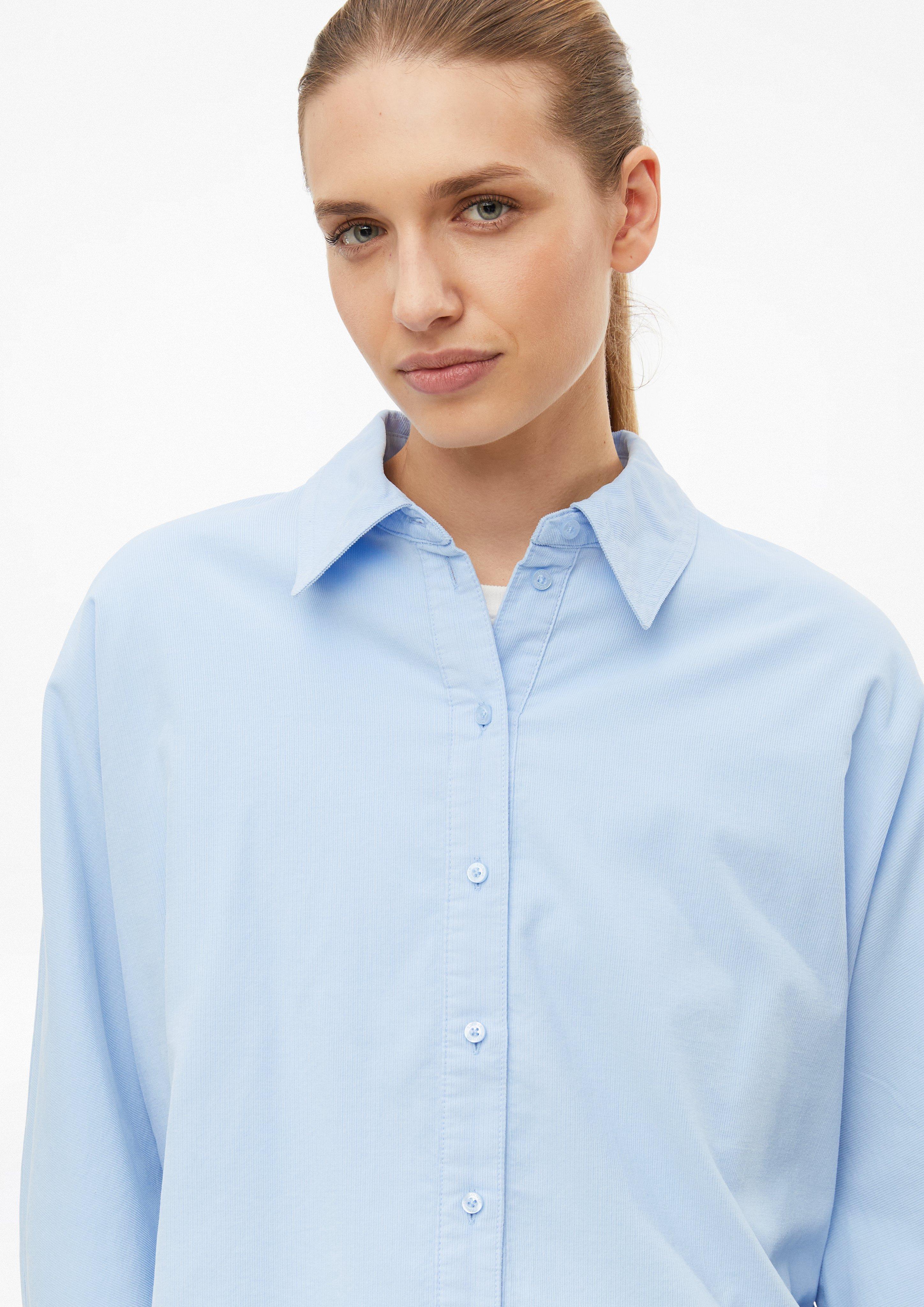 Damen Feincord-Bluse mit Fledermausärmeln im Relaxed Fit in blau von s.Oliver