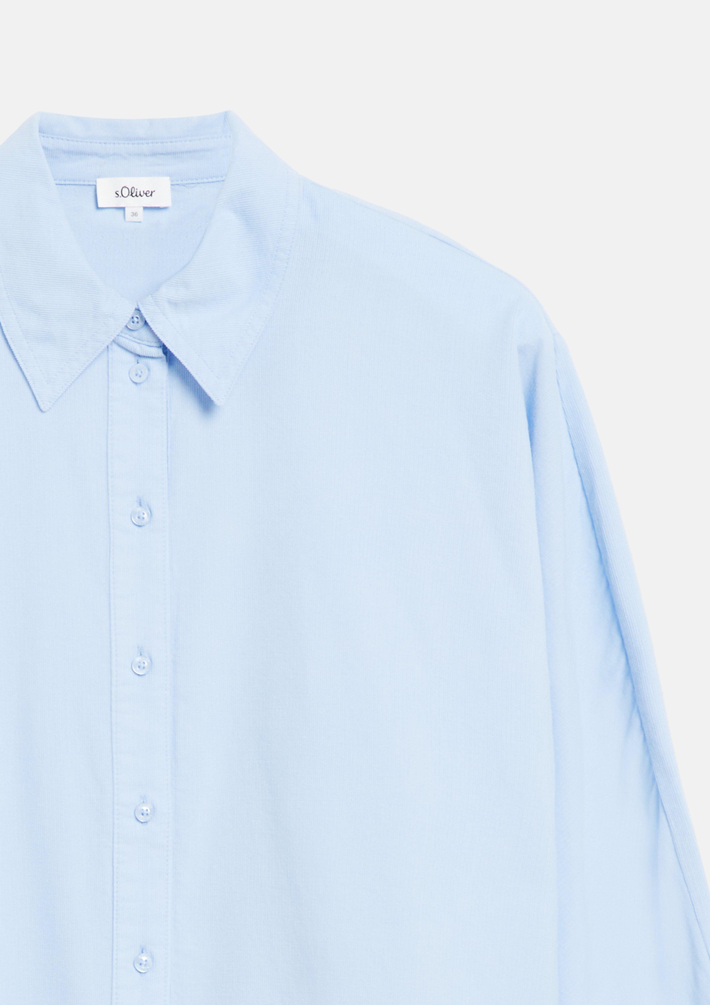 Damen Feincord-Bluse mit Fledermausärmeln im Relaxed Fit in blau von s.Oliver