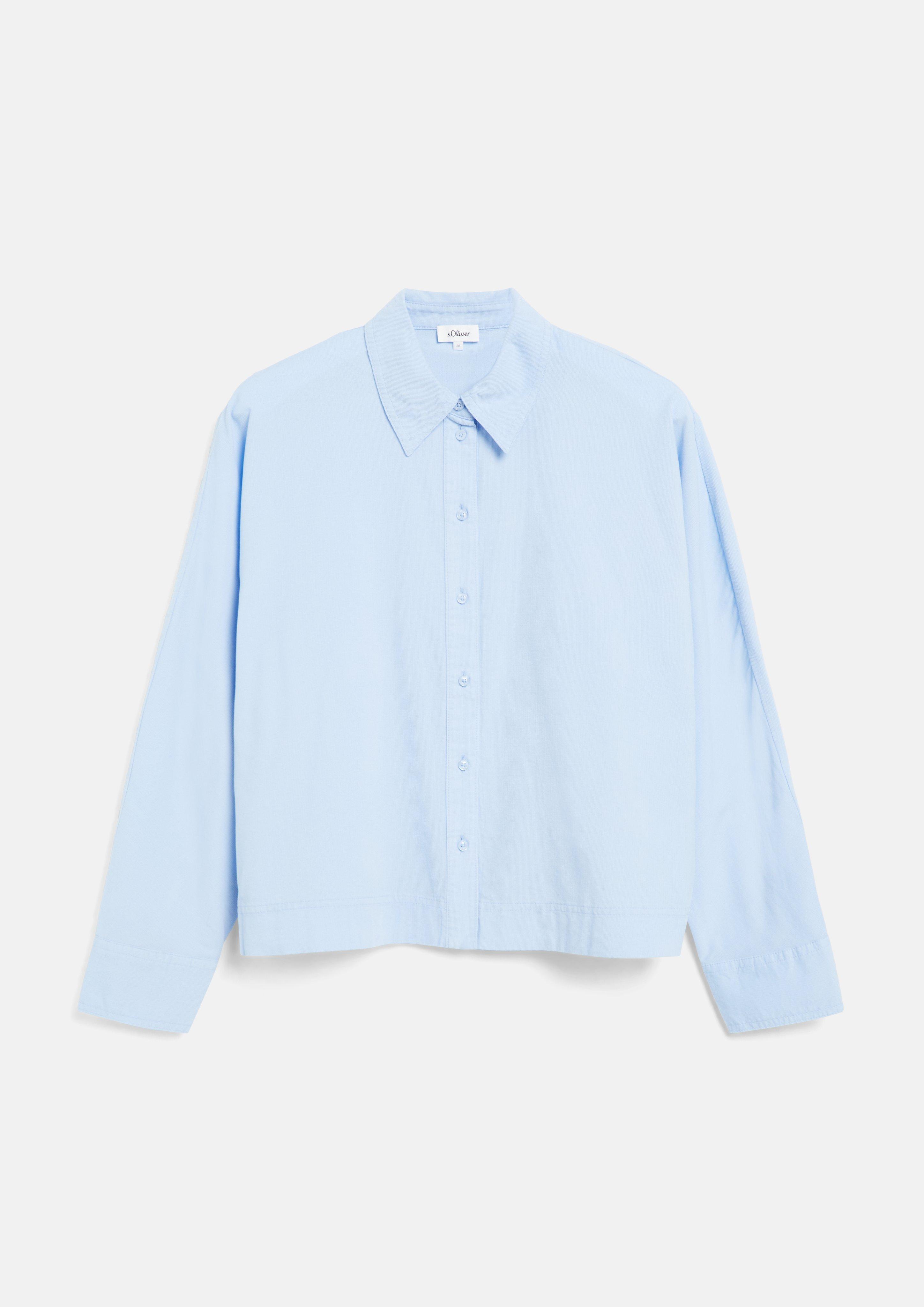 Feincord-Bluse mit Fledermausärmeln im Relaxed Fit in Farbe hellblau von s.Oliver