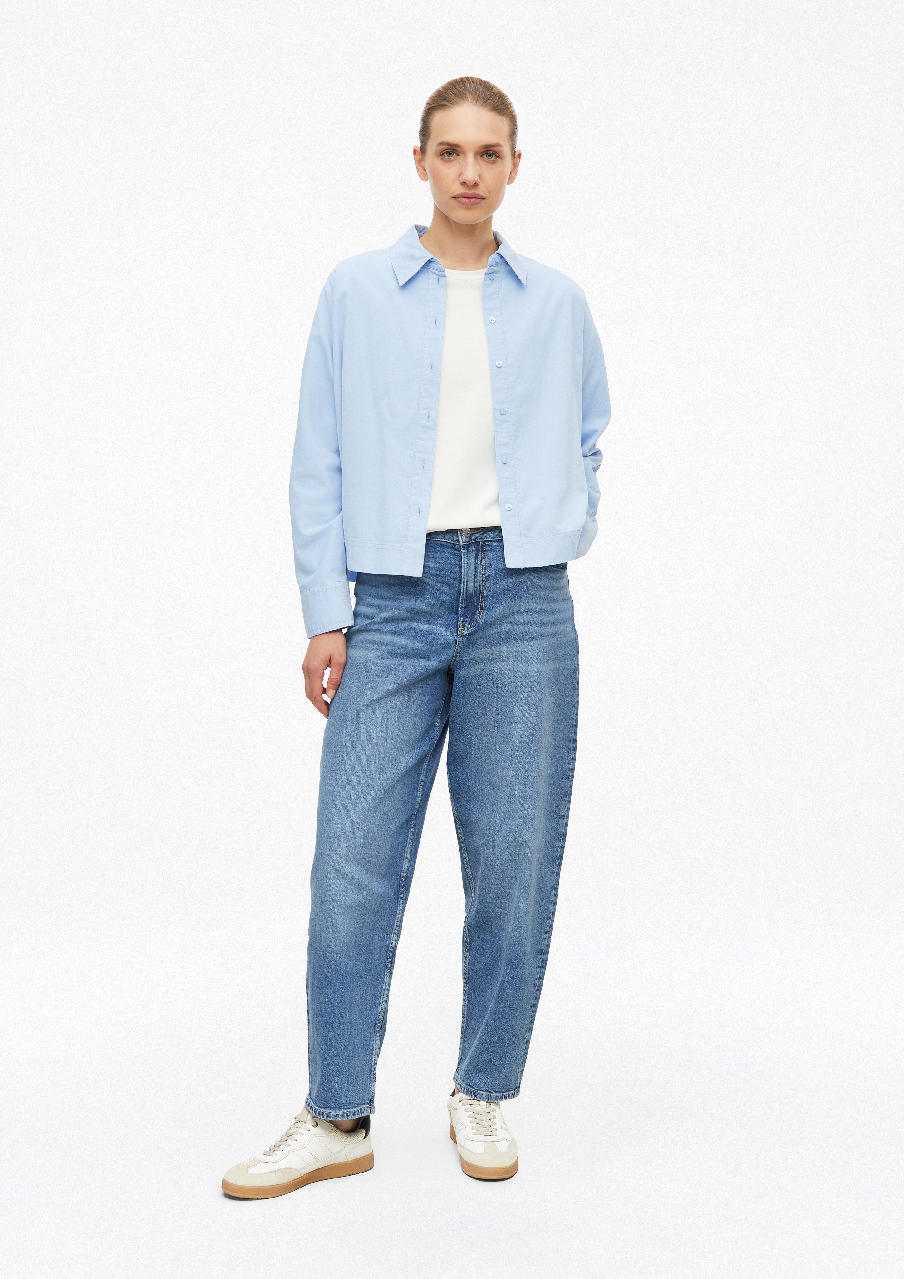 Damen Feincord-Bluse mit Fledermausärmeln im Relaxed Fit in blau von s.Oliver