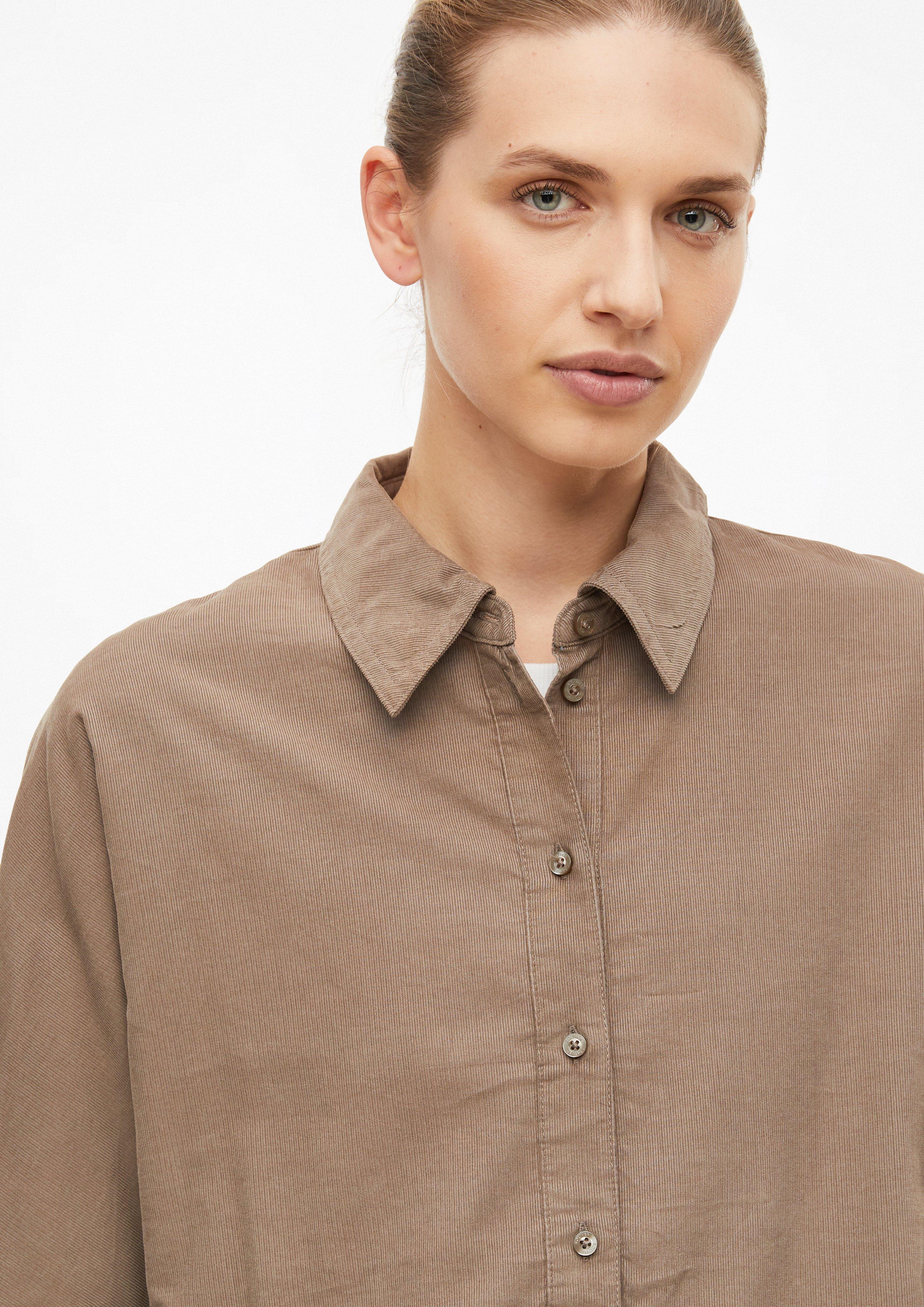 Women Fine-cord blouse with batwing sleeves in a relaxed fit in brown by s.Oliver