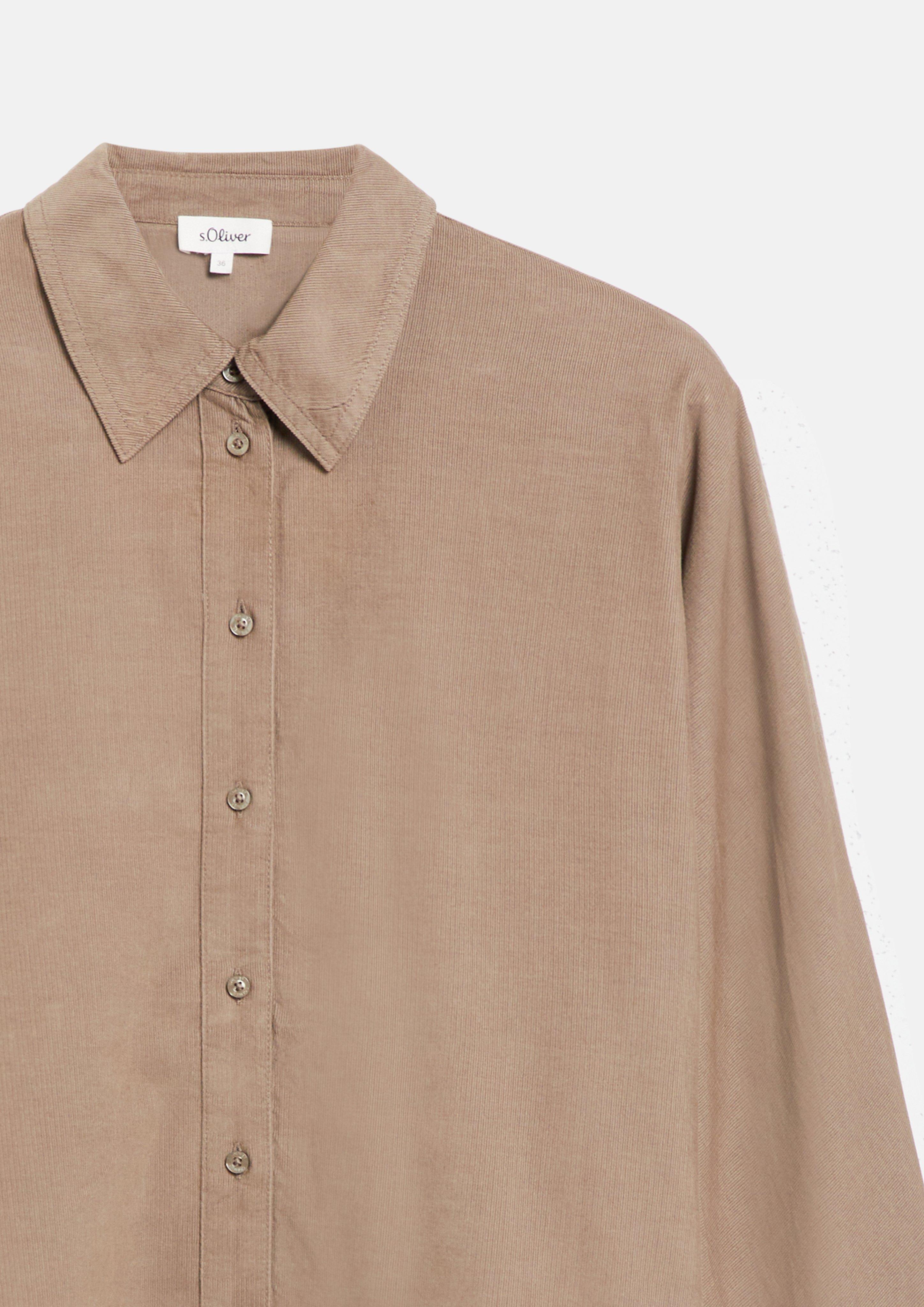 Women Fine-cord blouse with batwing sleeves in a relaxed fit in brown by s.Oliver