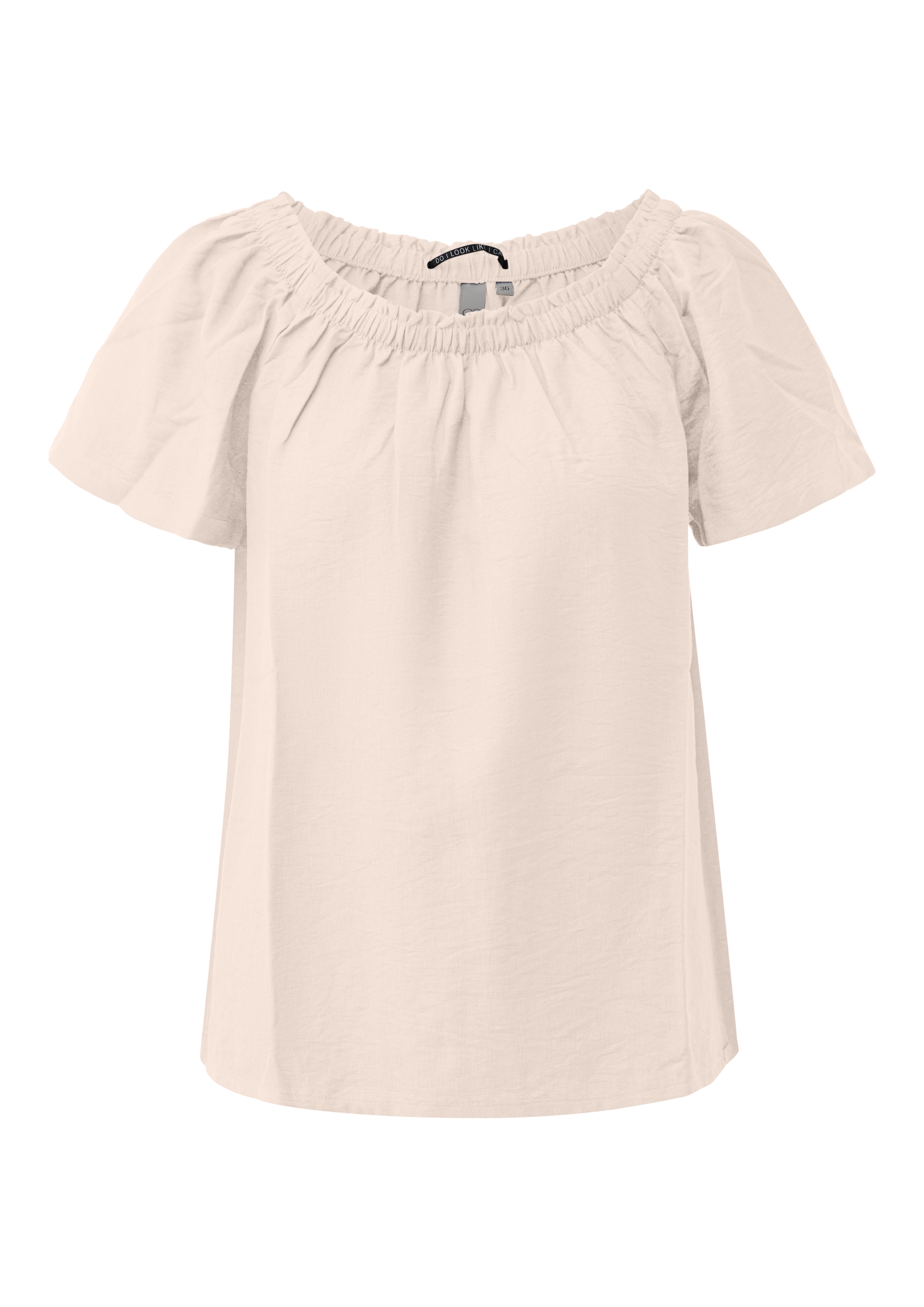 Blouse van viscose-mix met carmenhals