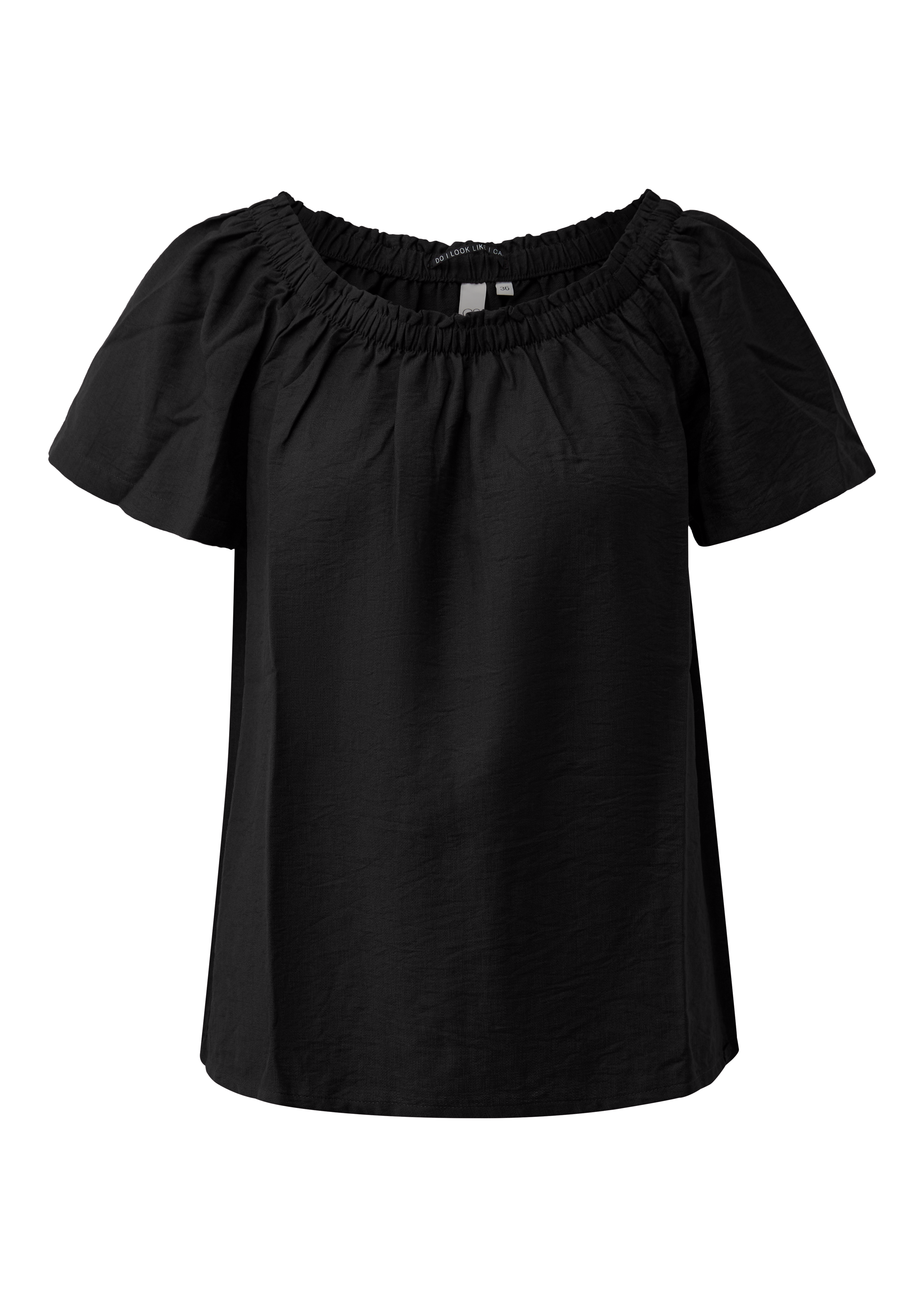 Blouse van viscose-mix met carmenhals