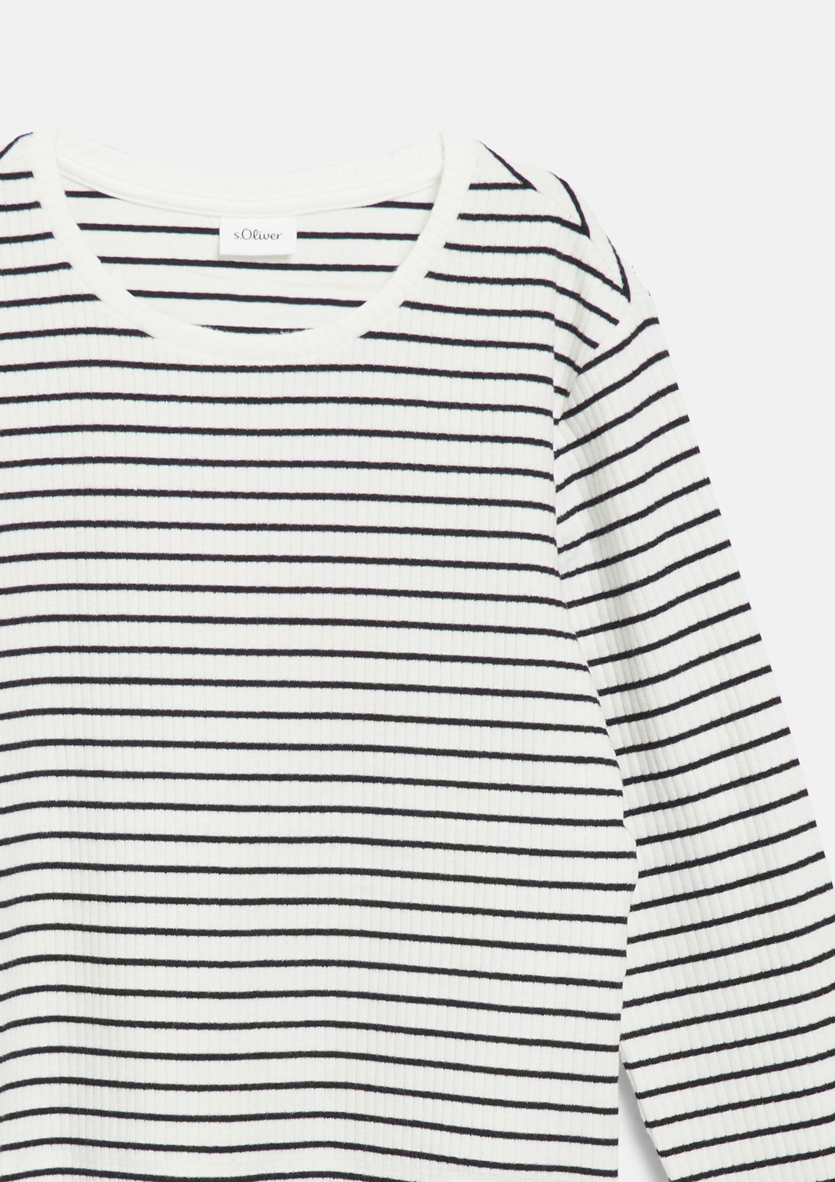 Kinder Cropped Longsleeve im Slim Fit mit Rippstruktur in schwarz von s.Oliver