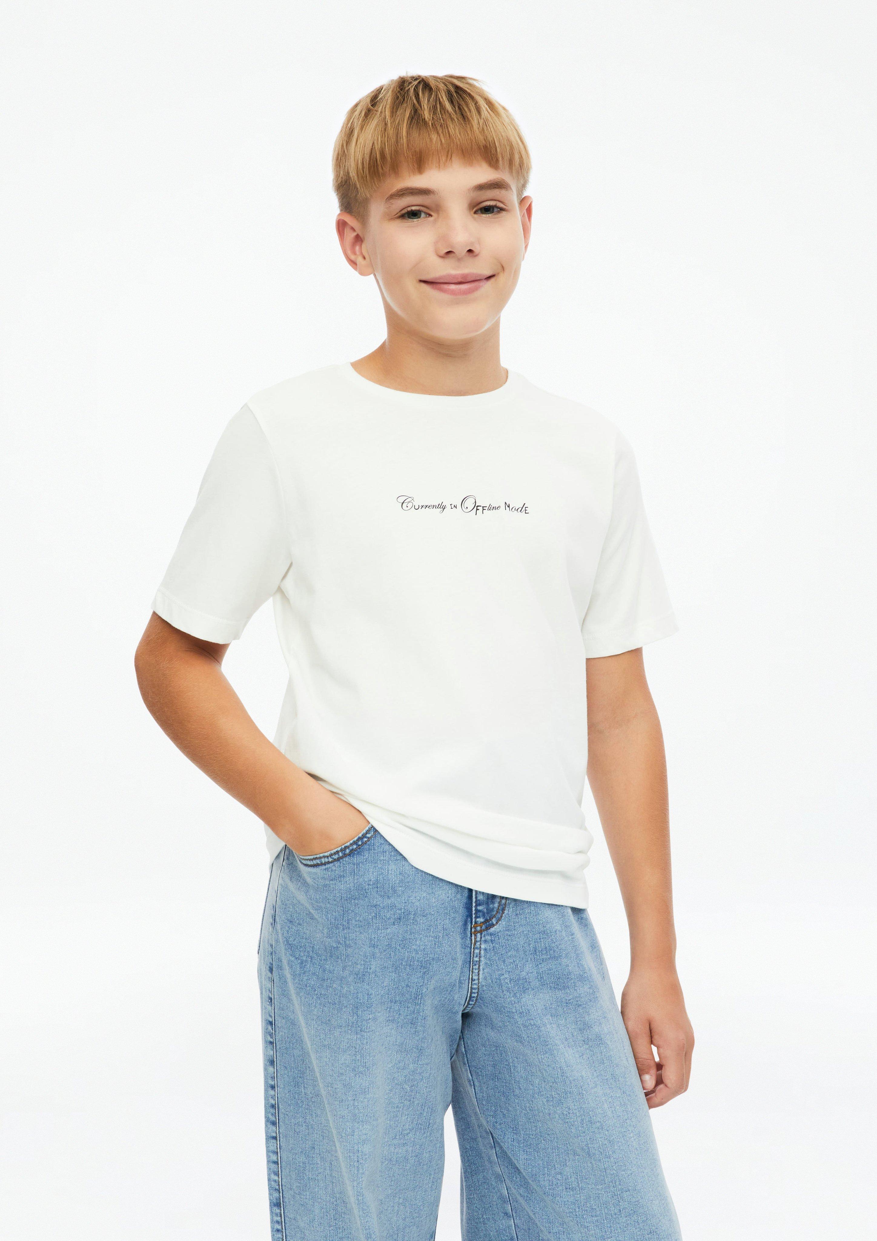 T-shirt z nadrukiem z przodu w kolorze kremowy od s.Oliver
