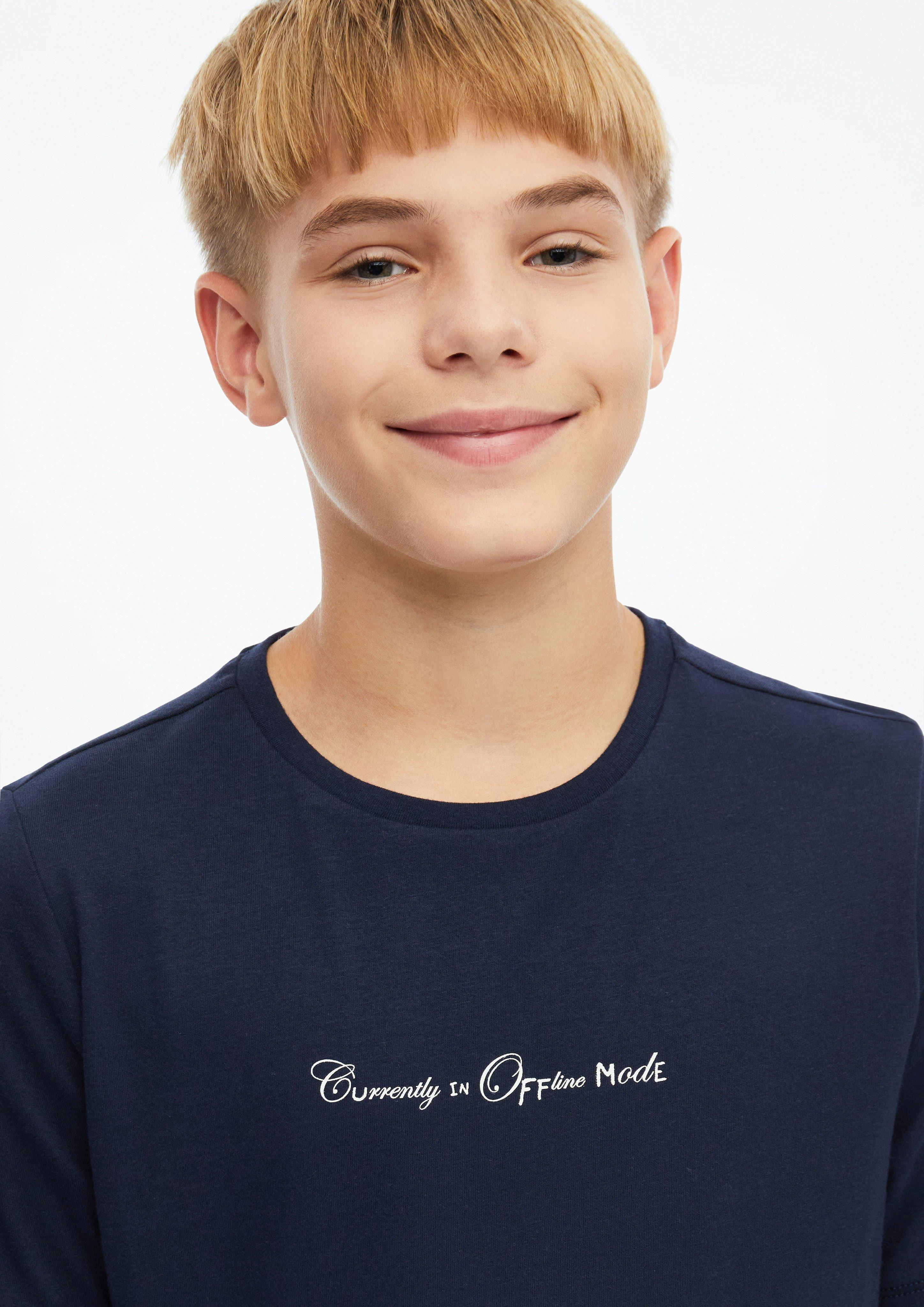 Junior T-shirt met print op de voorkant in blauw van s.Oliver