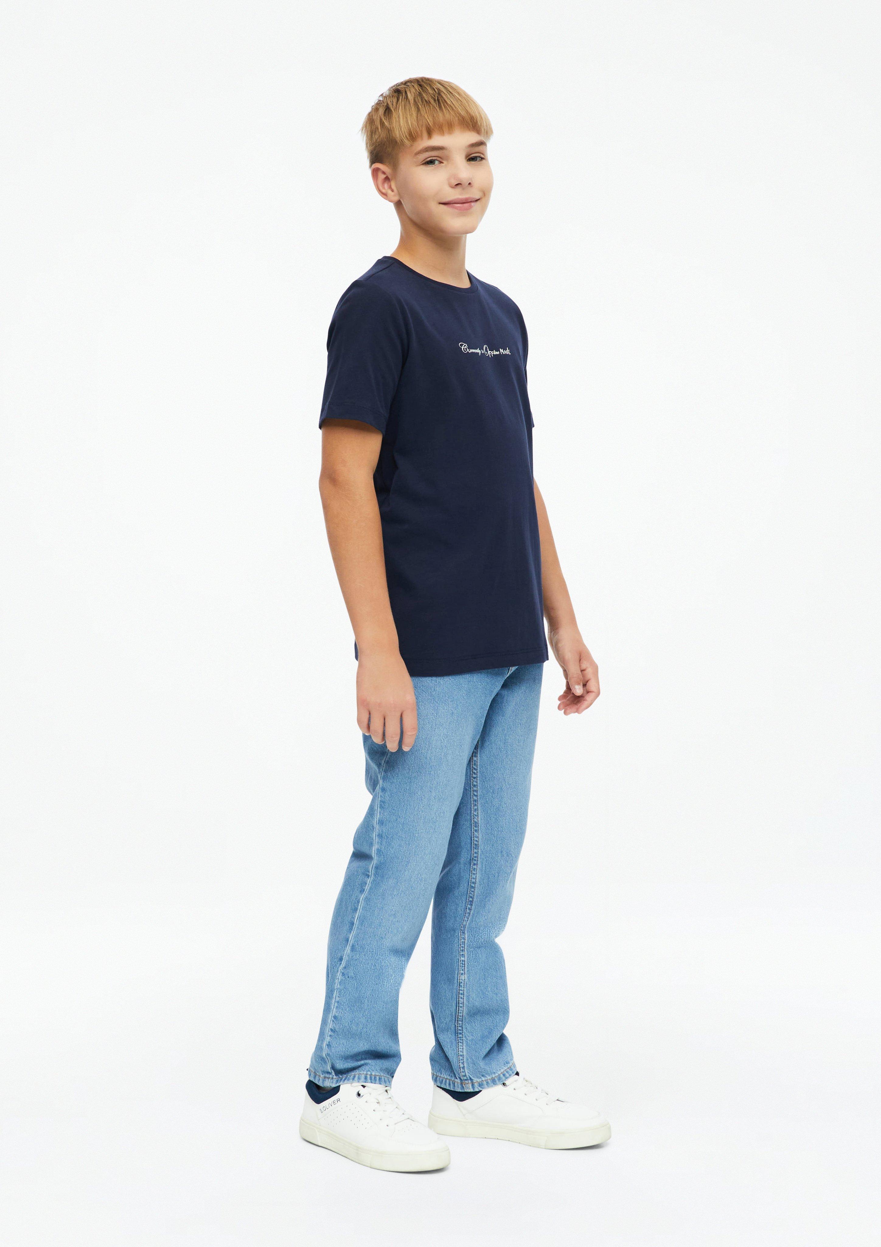 Junior T-shirt met print op de voorkant in blauw van s.Oliver