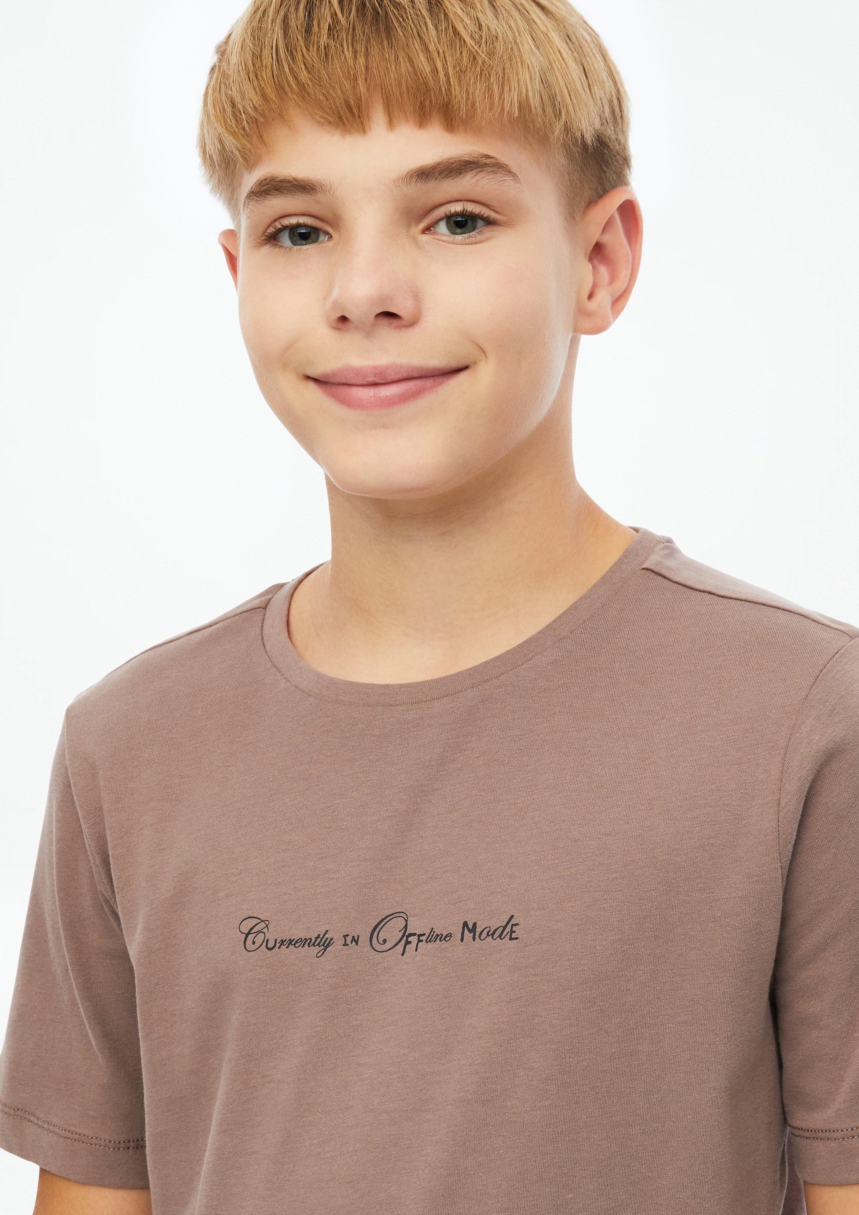 Junior T-shirt met print op de voorkant in bruin van s.Oliver