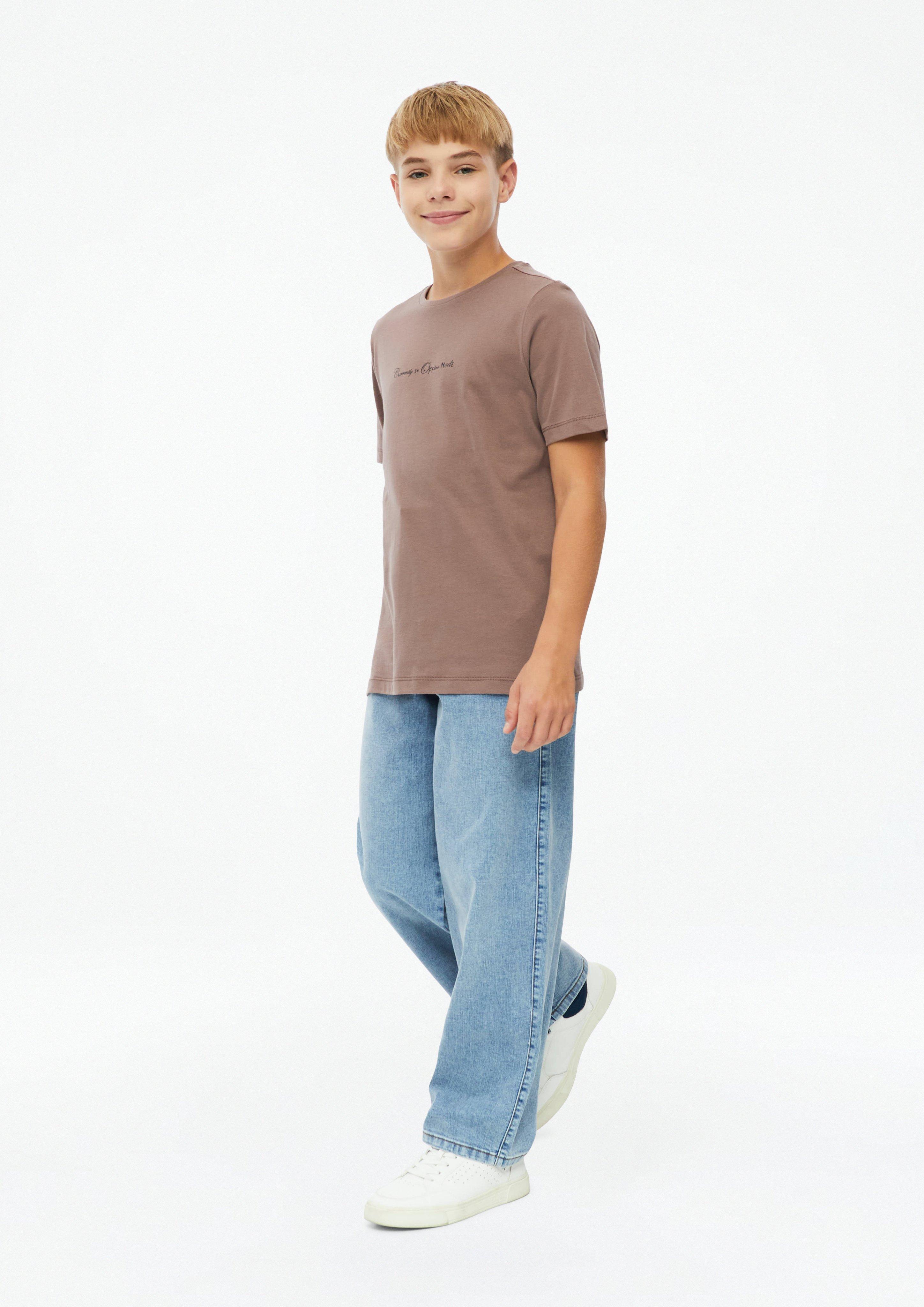 Junior T-shirt met print op de voorkant in bruin van s.Oliver