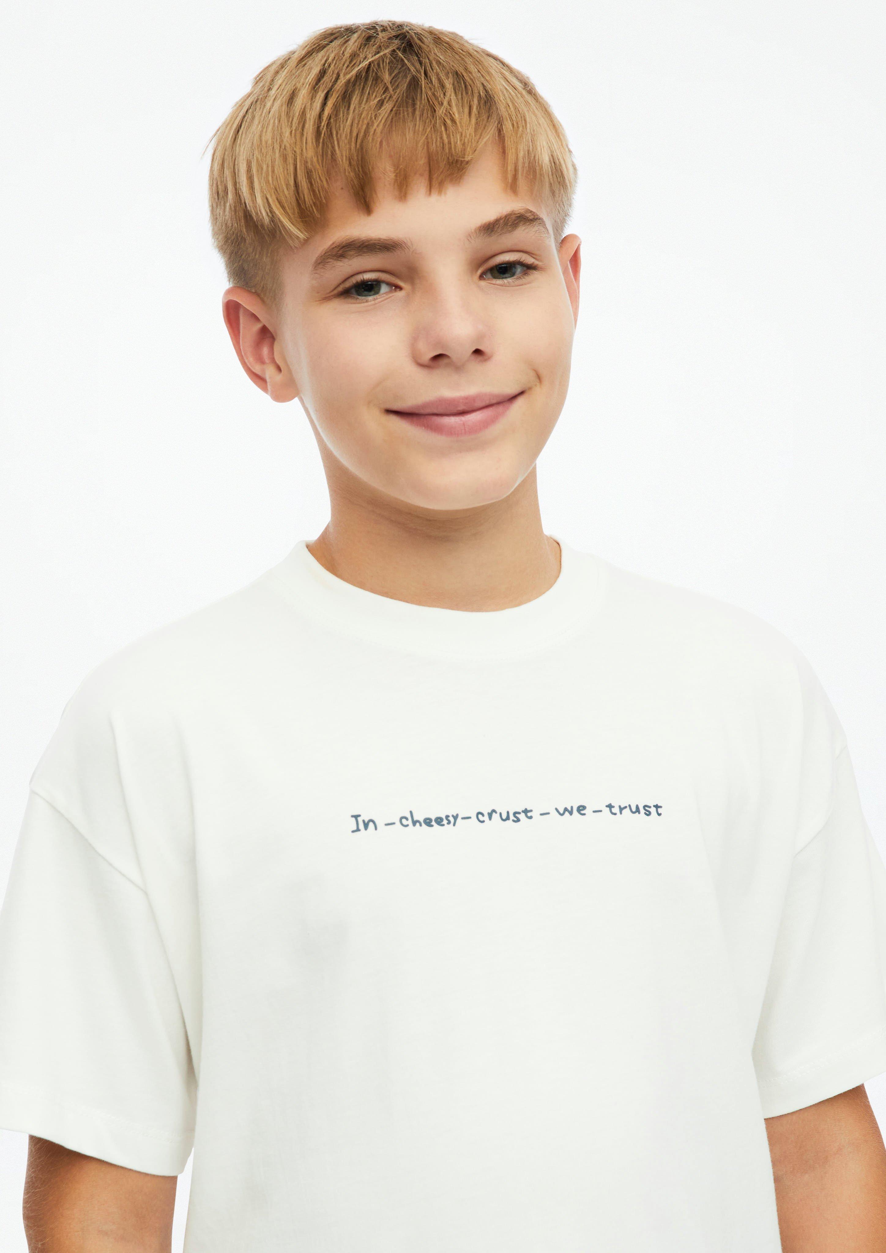 Kinder Oversize T-Shirt mit Rücken- und Frontprint in creme von s.Oliver