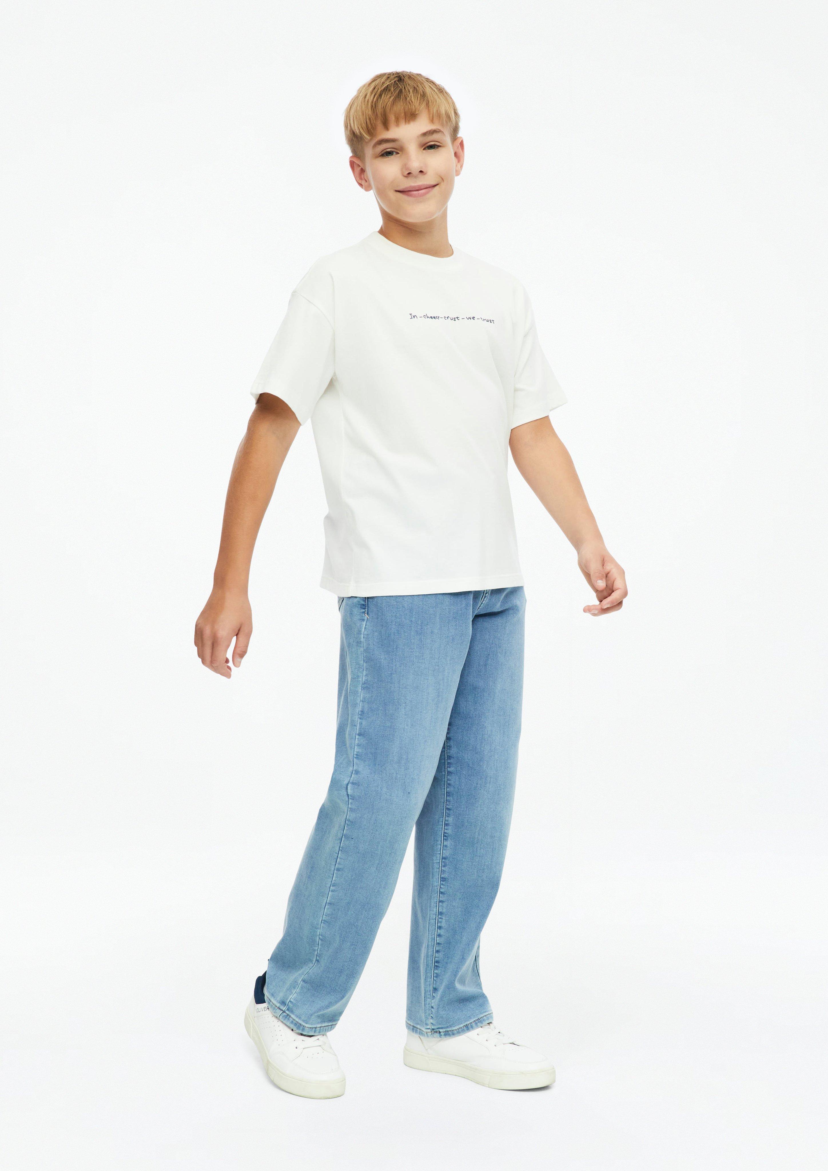 Kinder Oversize T-Shirt mit Rücken- und Frontprint in creme von s.Oliver