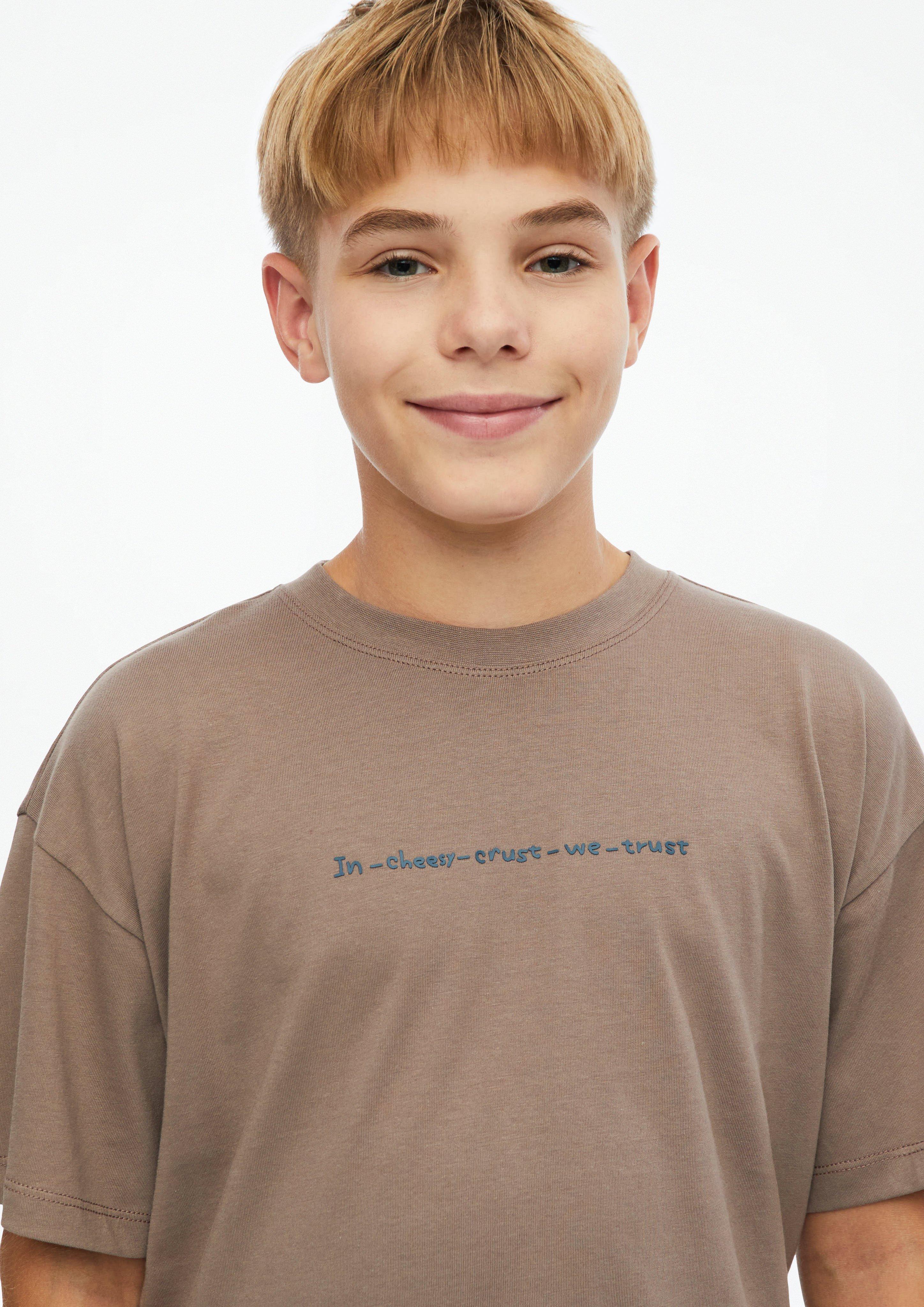 Kinder Oversize T-Shirt mit Rücken- und Frontprint in braun von s.Oliver