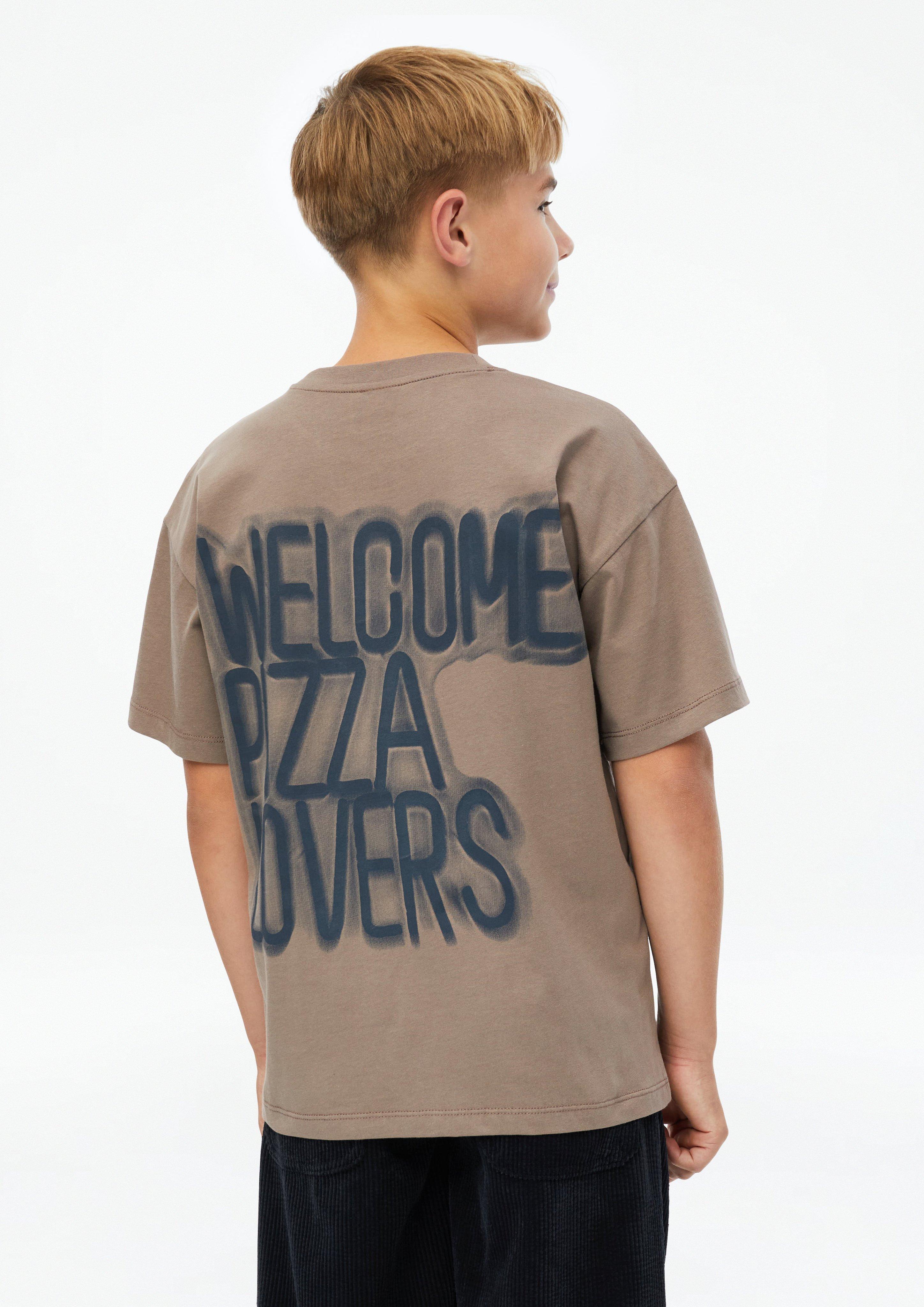 Oversized T-shirt with front and back prints in cognac by s.Oliver