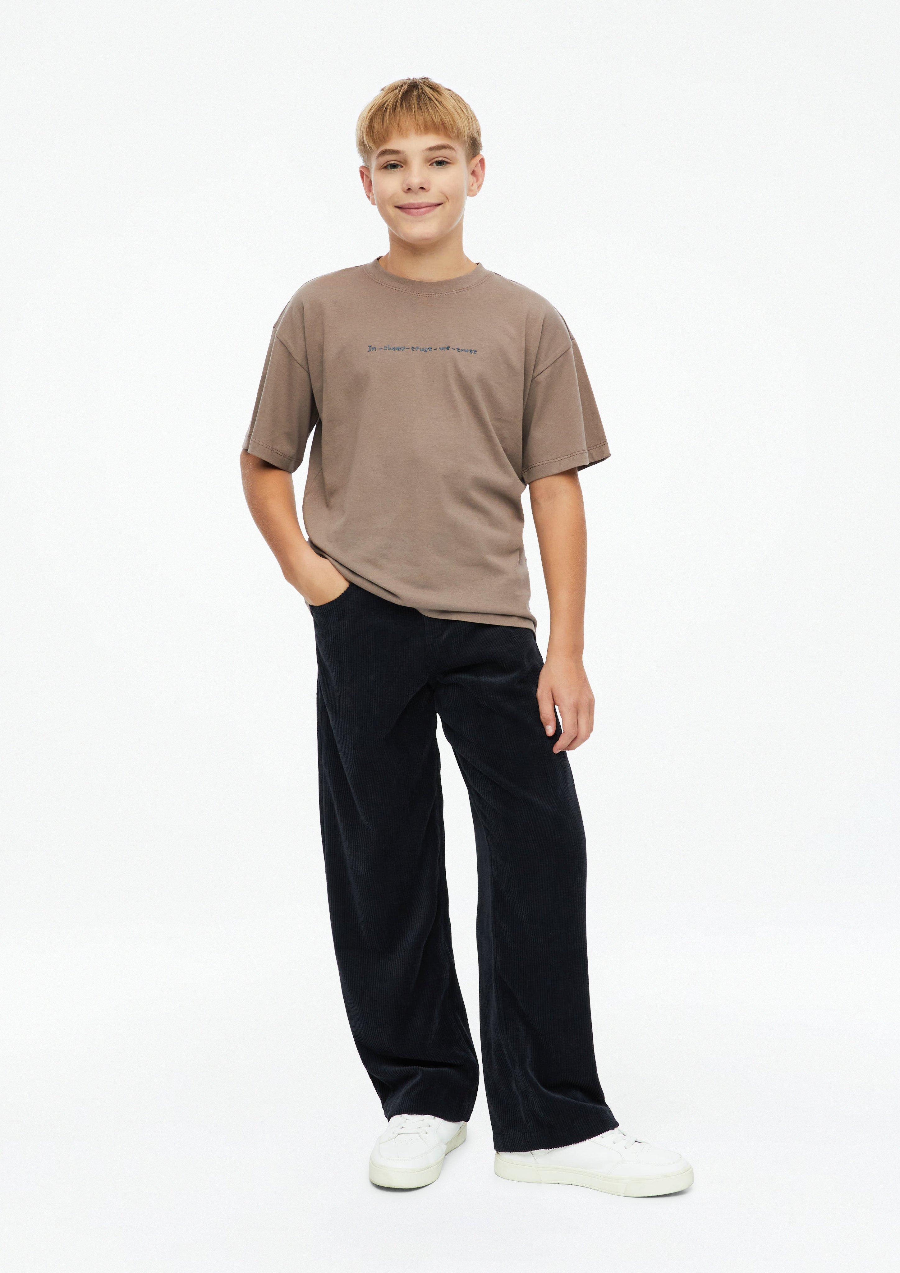 Kinder Oversize T-Shirt mit Rücken- und Frontprint in braun von s.Oliver