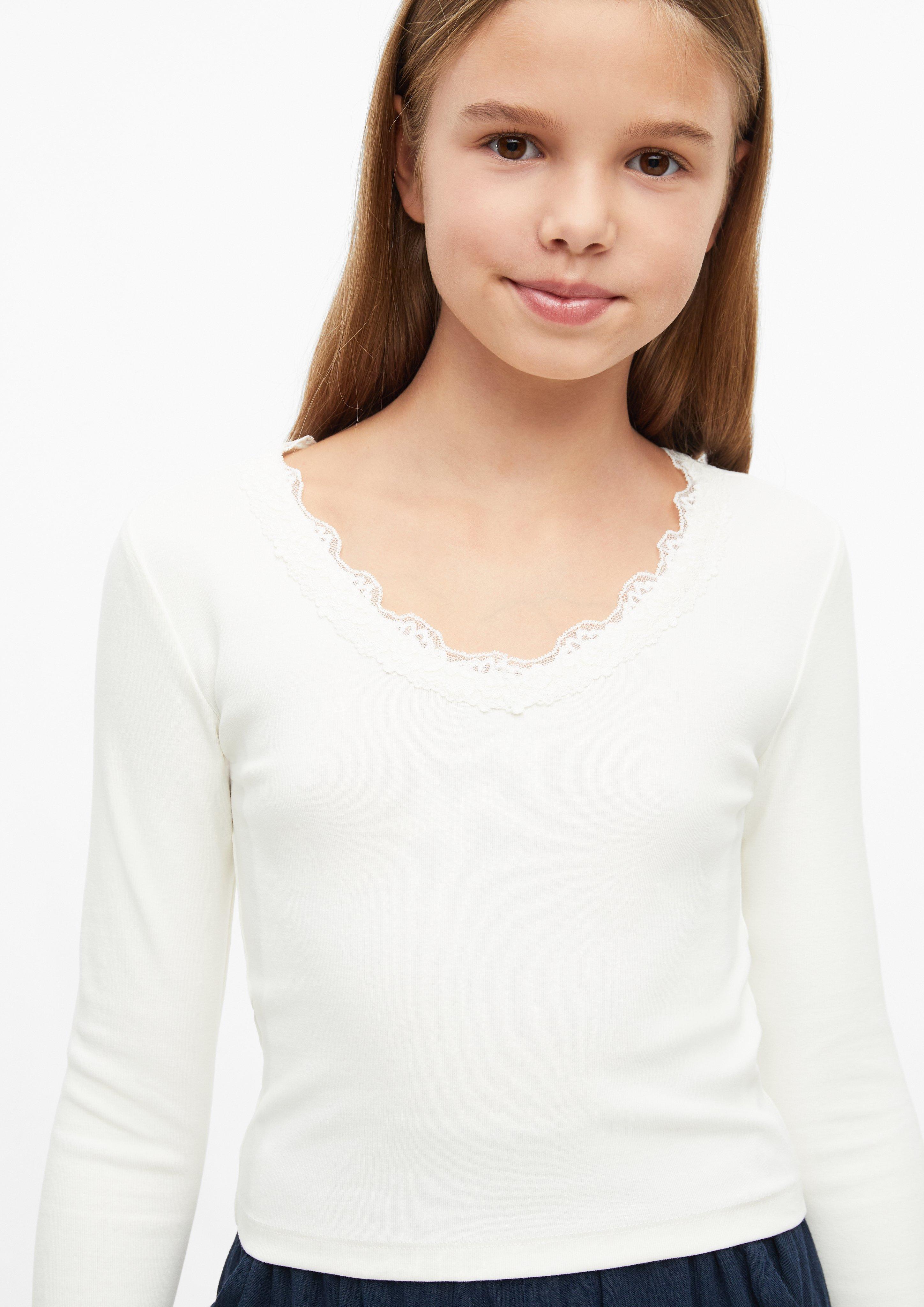 Junior T-shirt à manches longues avec dentelle, coupe ajustée en crème de s.Oliver