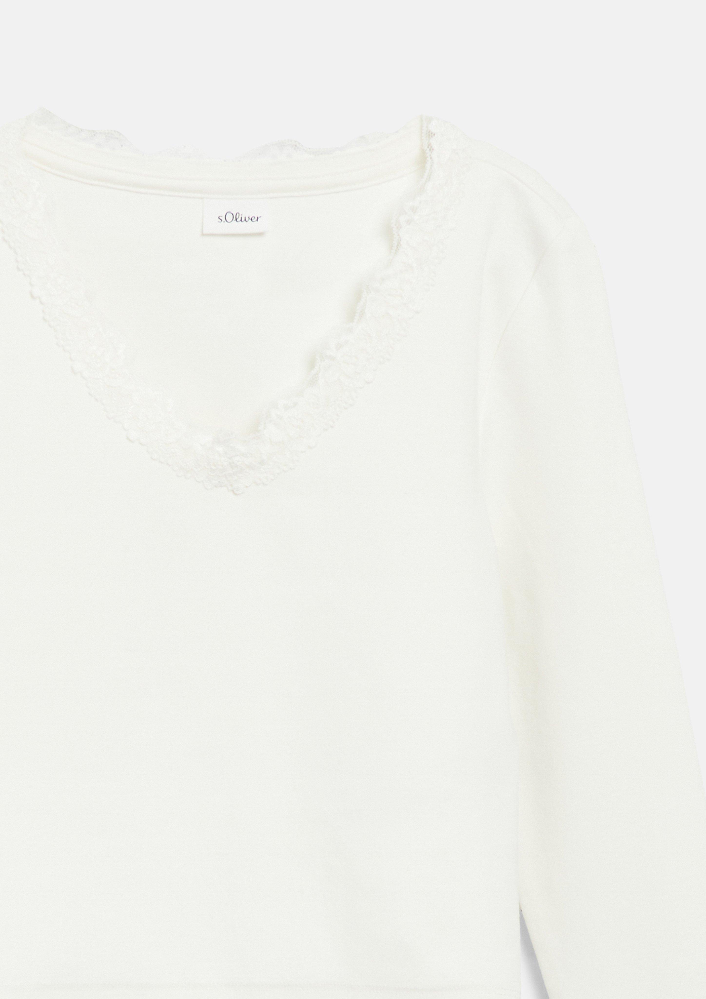 Junior T-shirt à manches longues avec dentelle, coupe ajustée en crème de s.Oliver