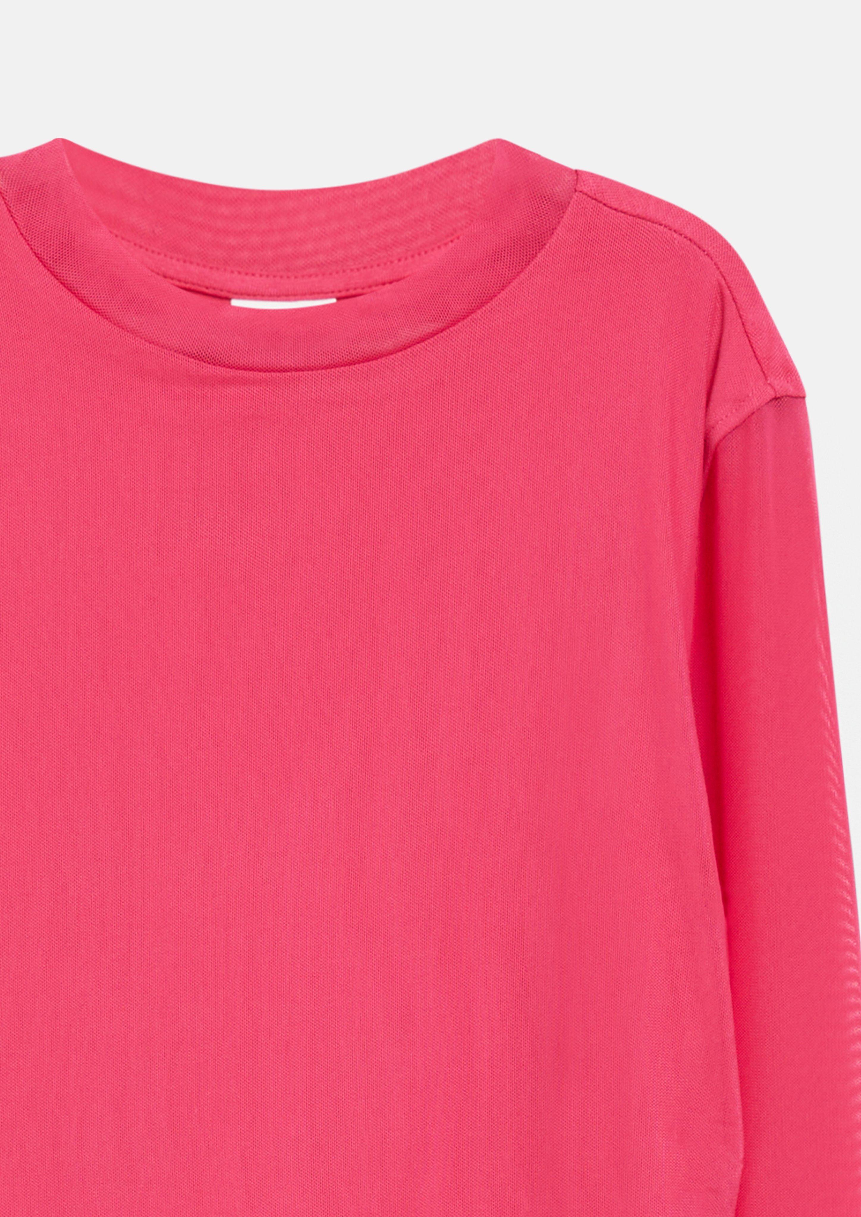 Kids Cropped mesh shirt with subtle gathering in pink by s.Oliver