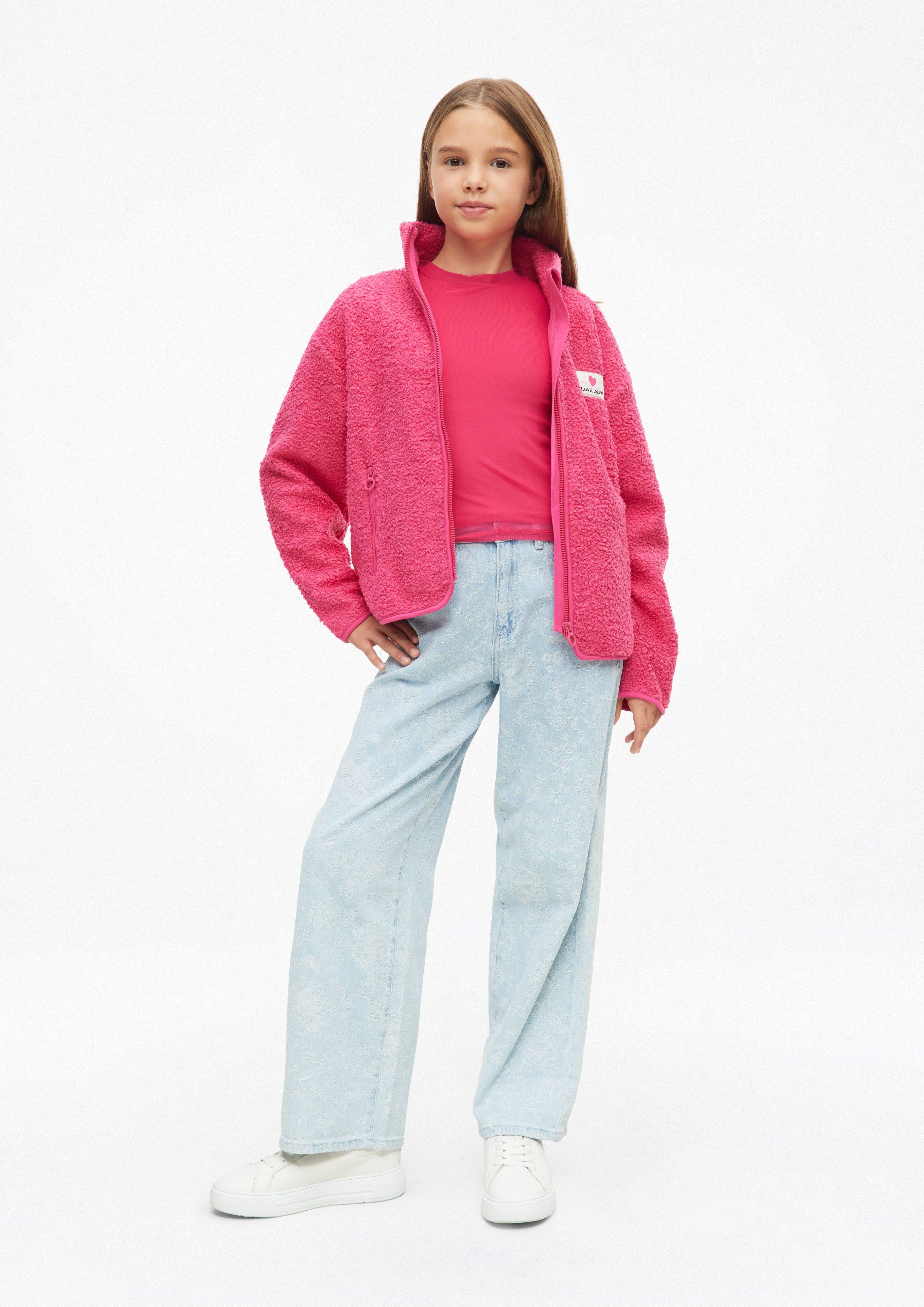 Kids Cropped mesh shirt with subtle gathering in pink by s.Oliver