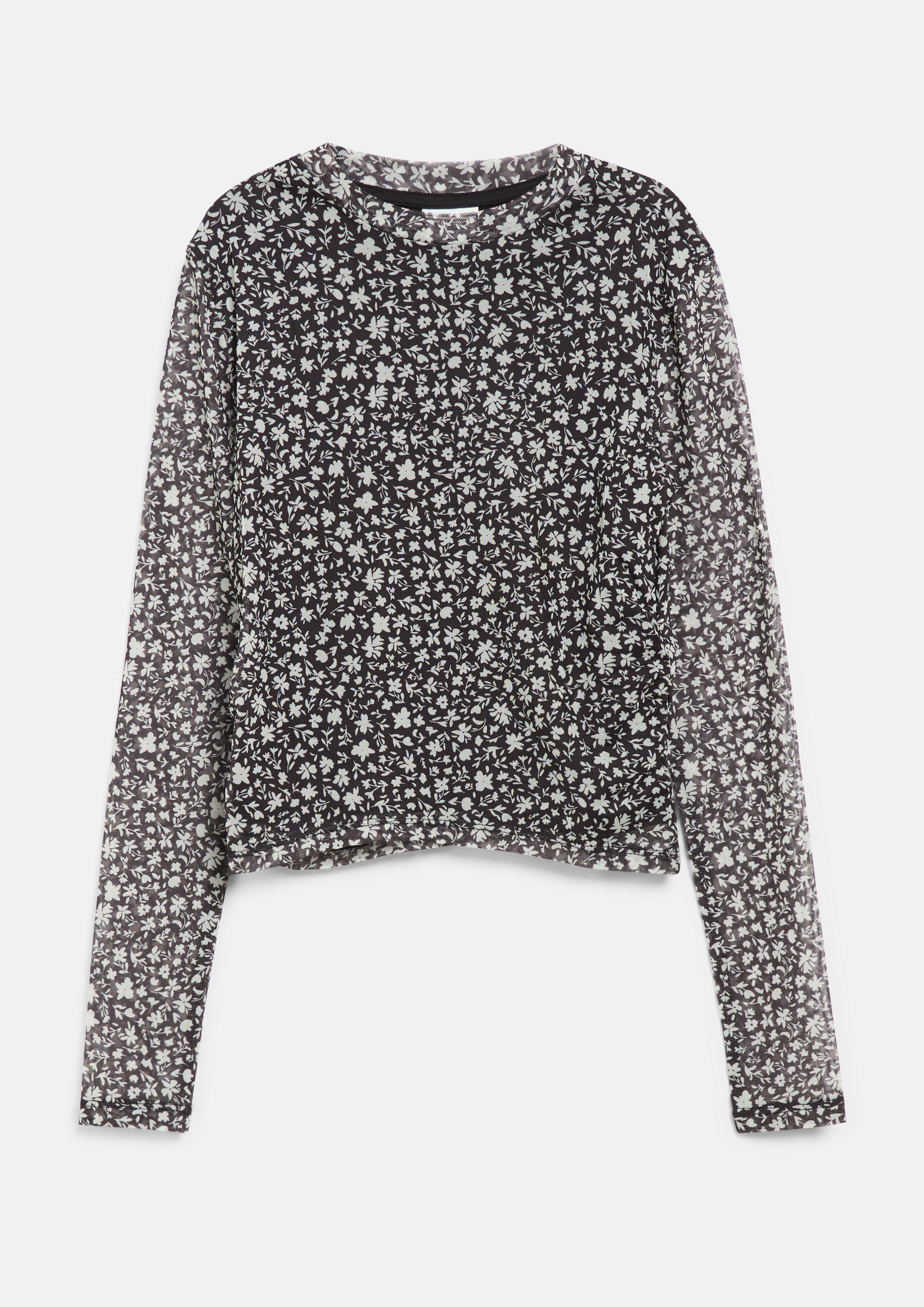 Junior Kort mesh-shirt met lichte plooien in zwart van s.Oliver