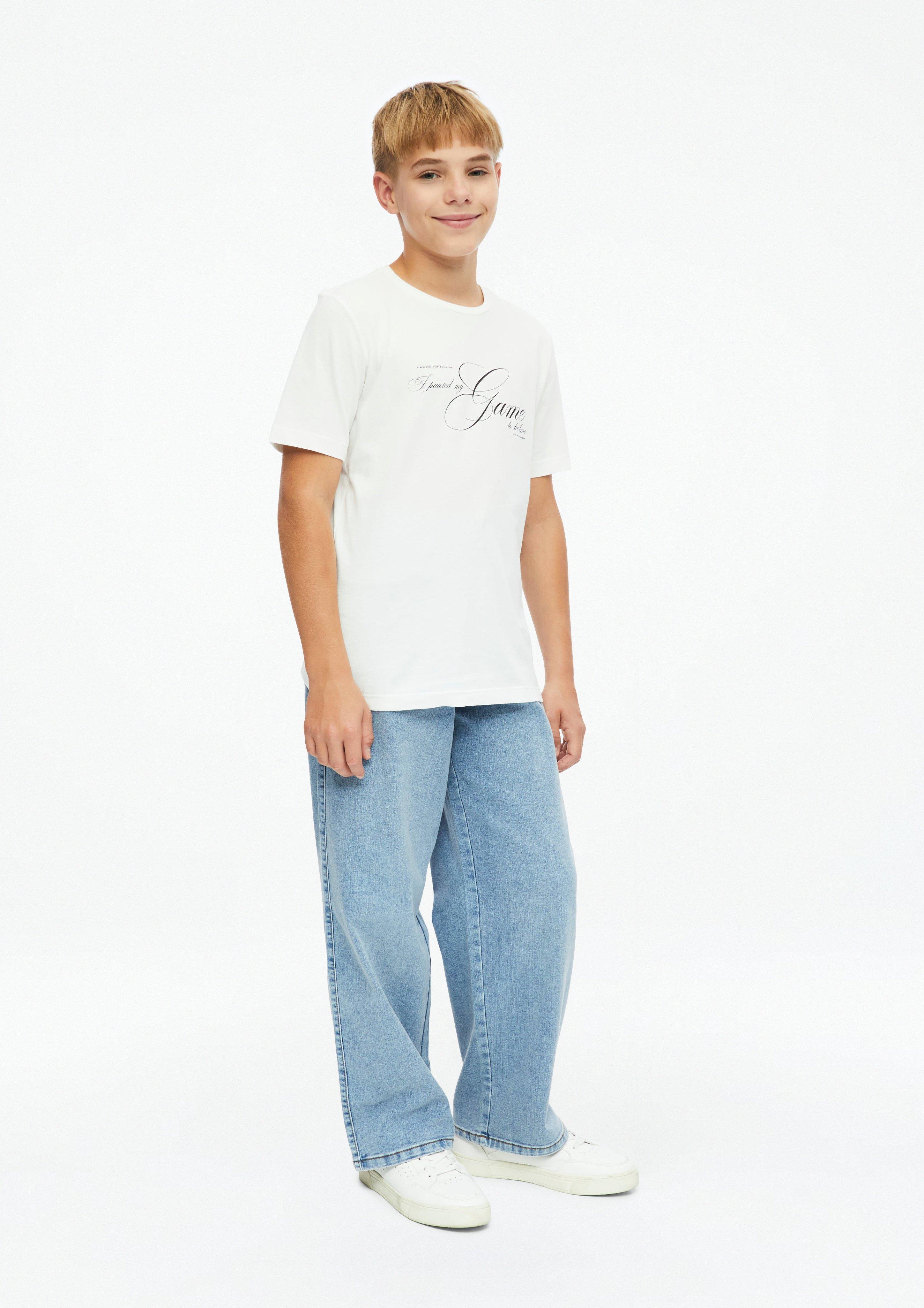 Kinder T-Shirt mit Artwork in weiß von s.Oliver