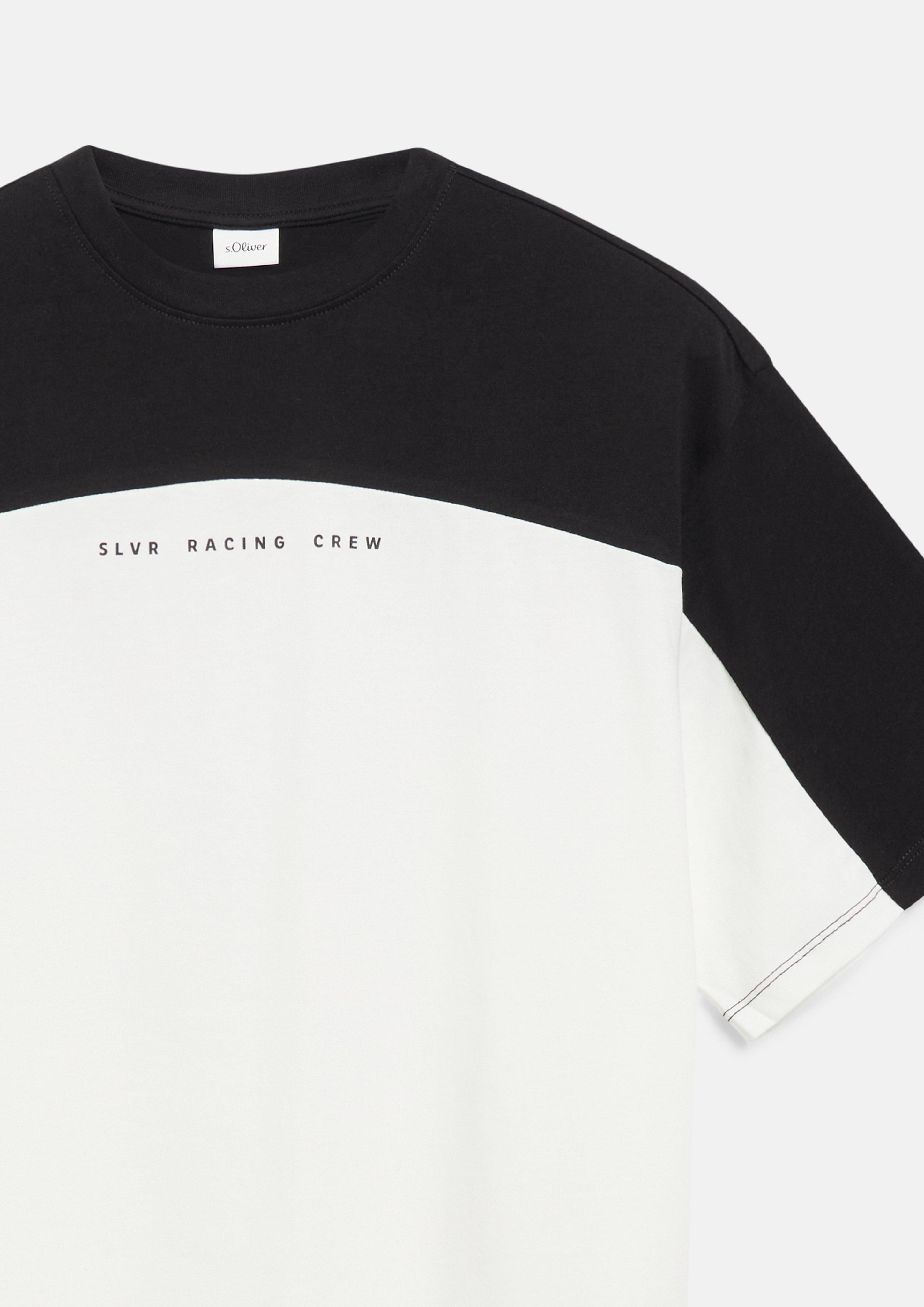 Kinder Oversize T-Shirt mit Colour Blocking und Print in schwarz von s.Oliver