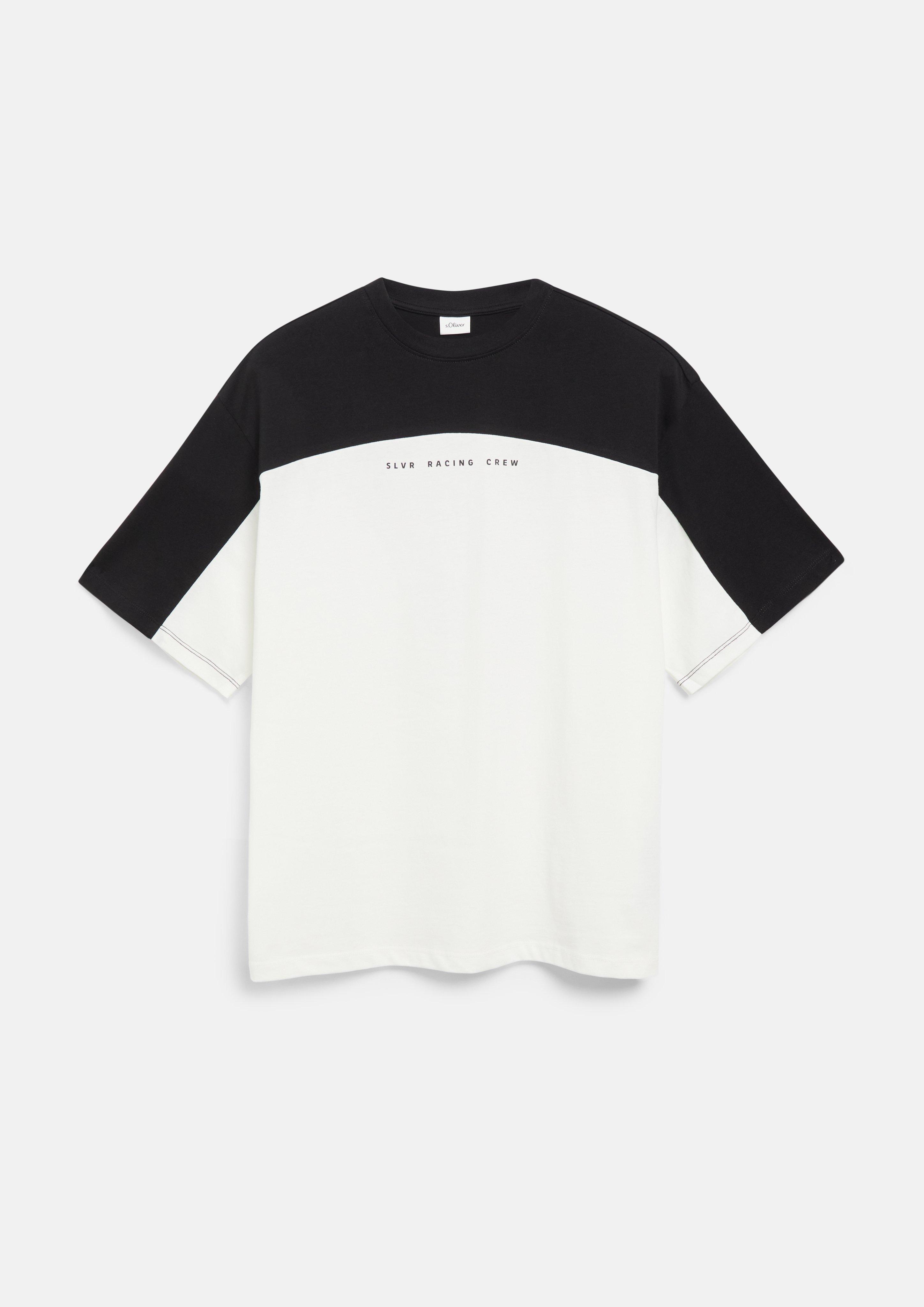 Junior Oversized T-shirt met kleurblokken en print in crème van s.Oliver