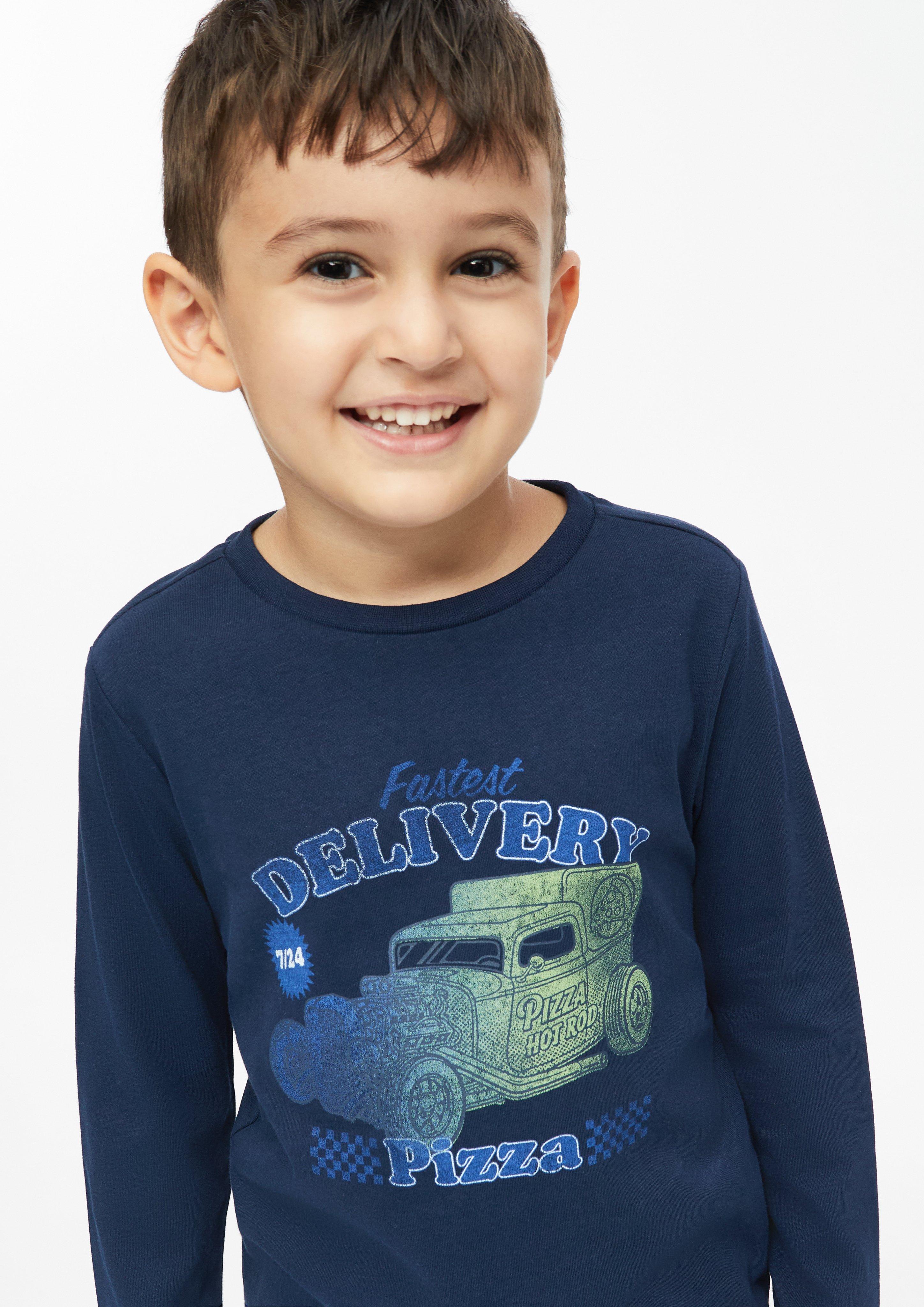 Kids Long-Sleeve T-Shirt with Artwork in blue by s.Oliver
