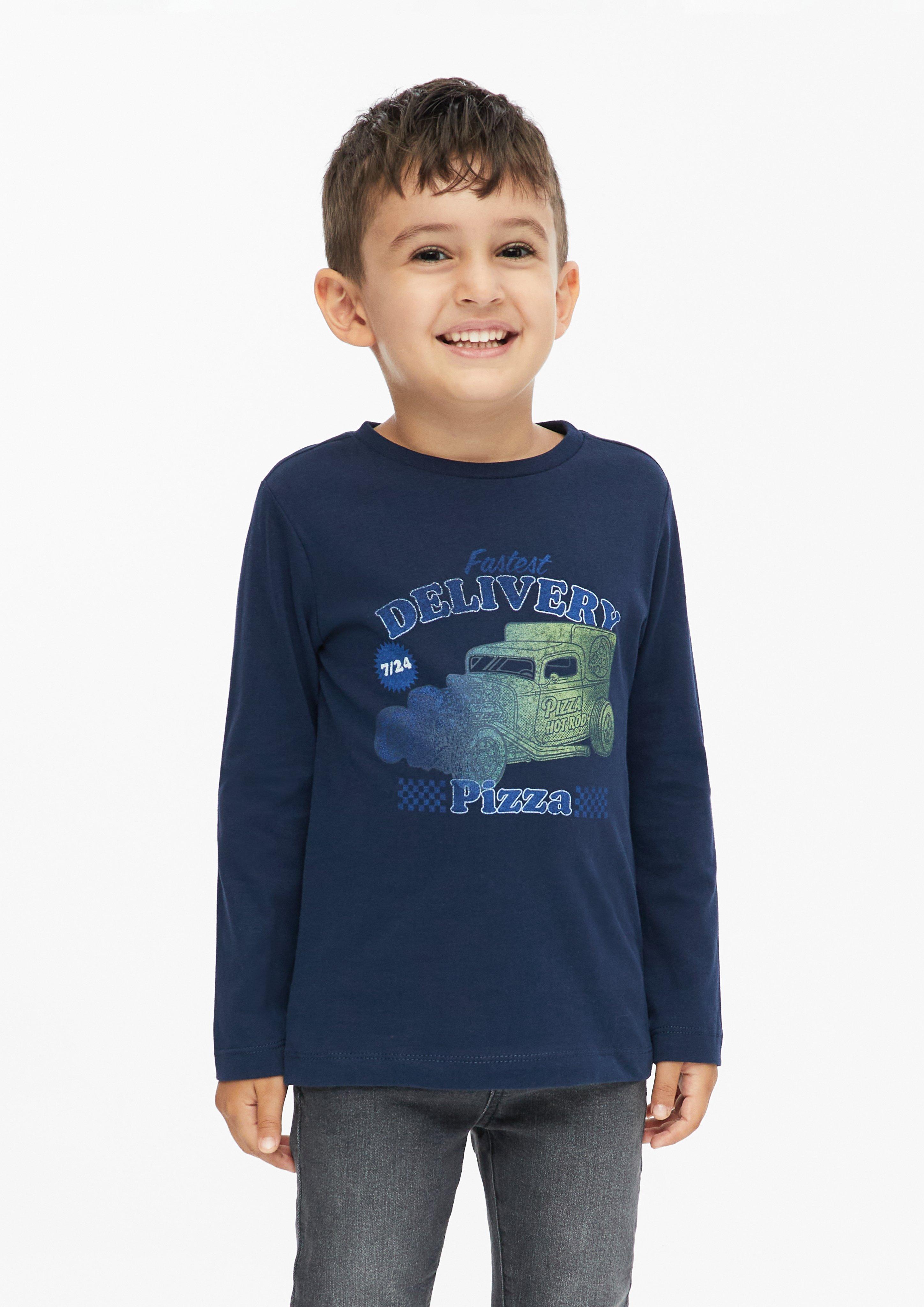 Langarmshirt mit Artwork in Farbe navy von s.Oliver