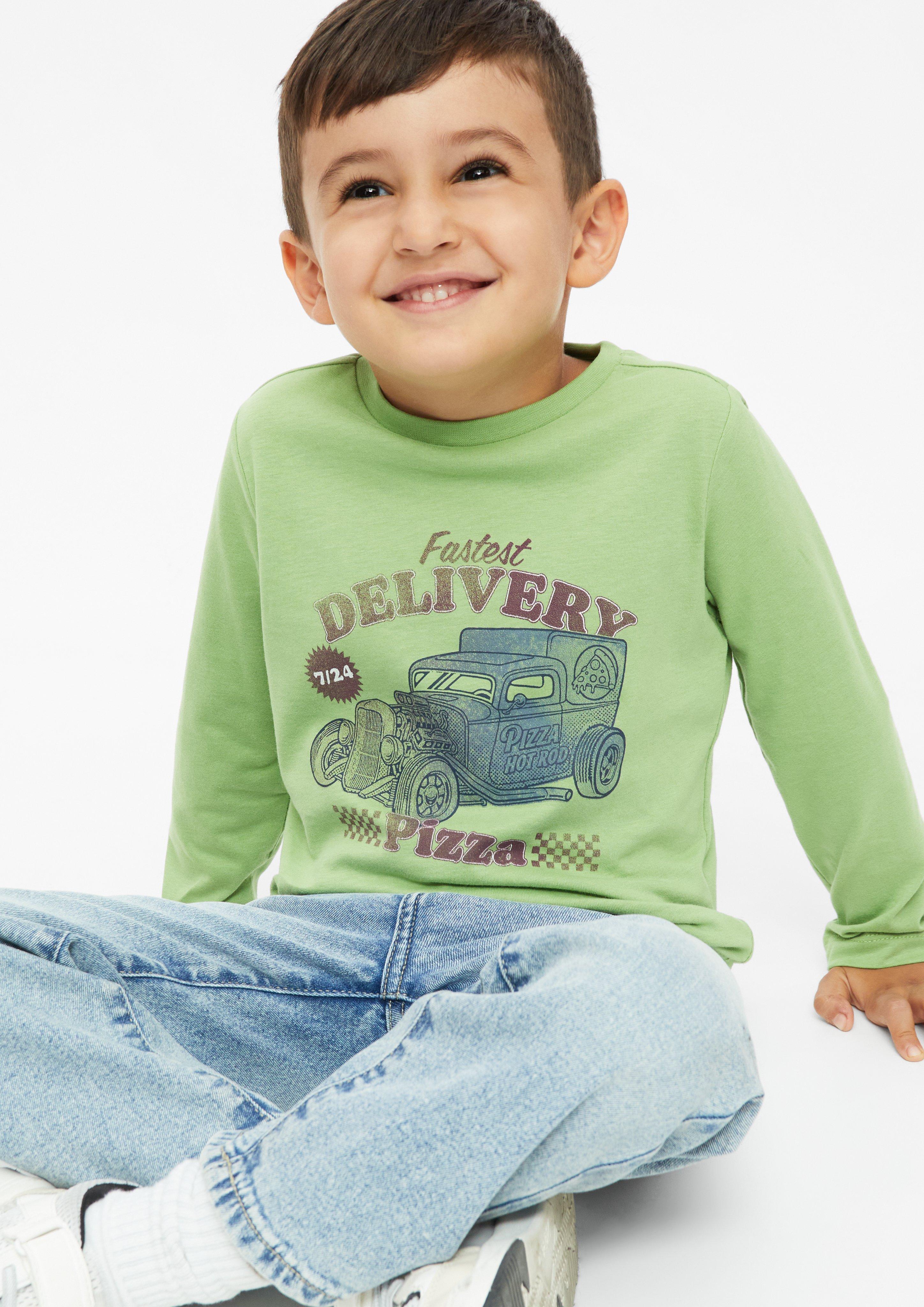 Kids Long-Sleeve T-Shirt with Artwork in green by s.Oliver