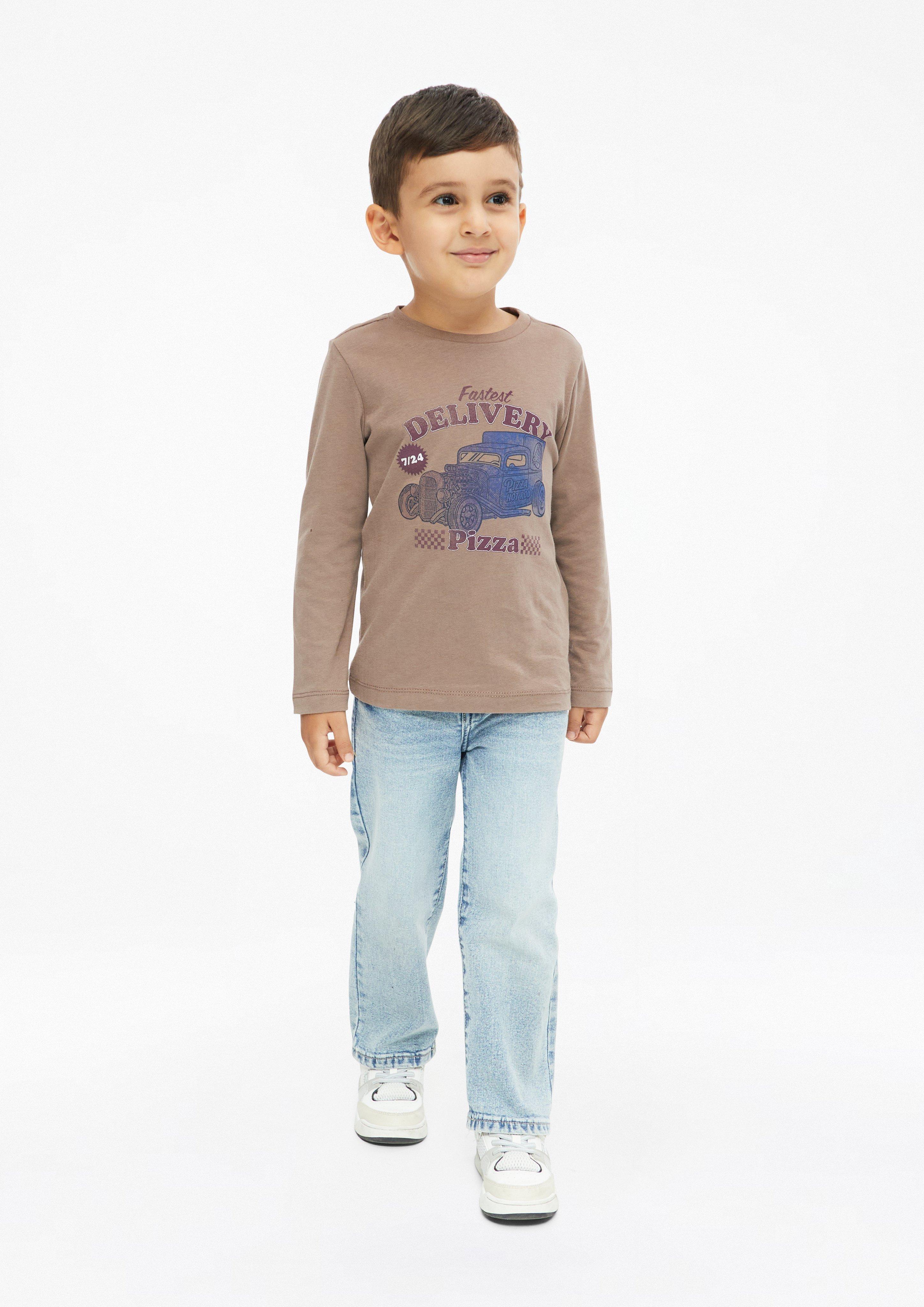 Kids Long-Sleeve T-Shirt with Artwork in brown by s.Oliver