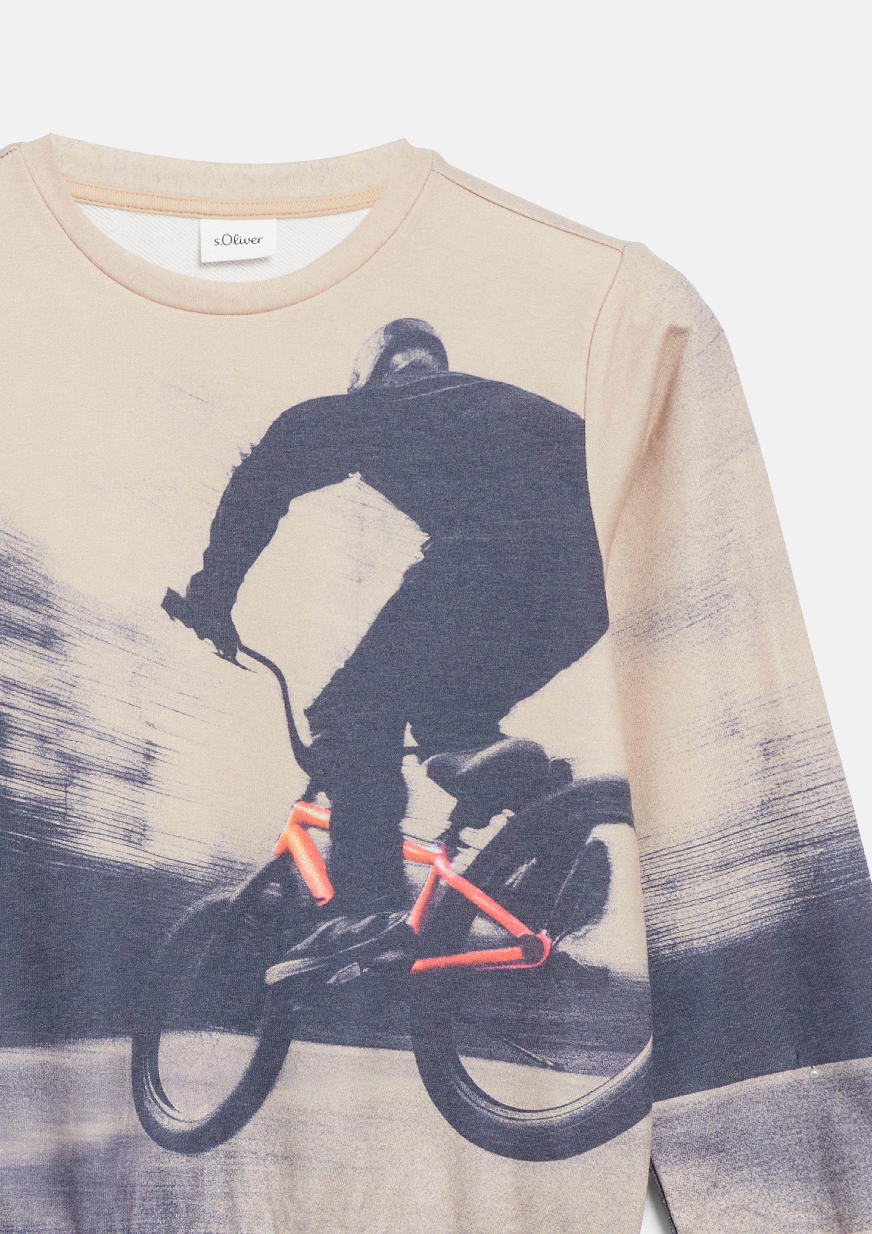 Kinder Sweatshirt mit All-over-Print in beige von s.Oliver