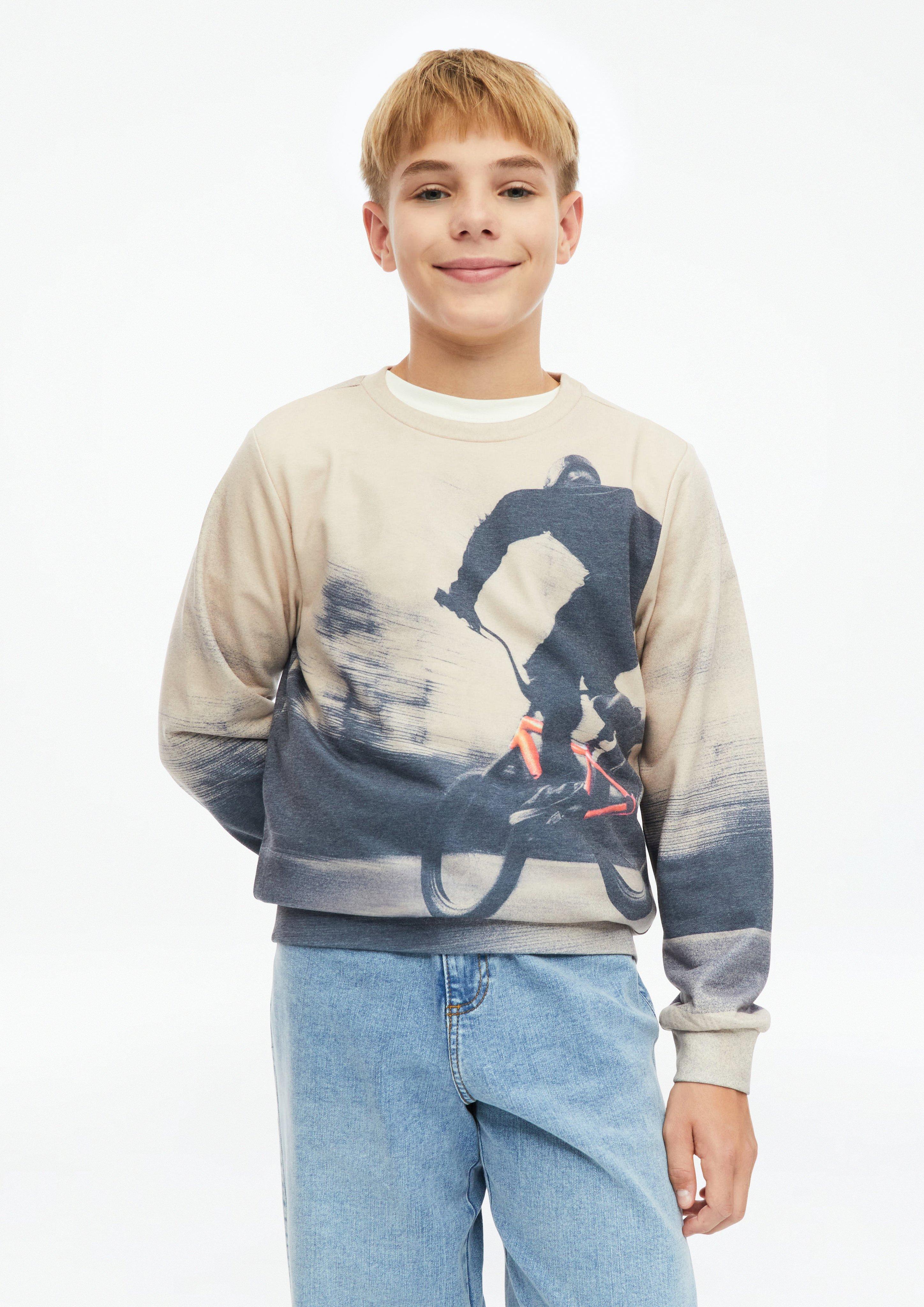 Sweat-shirt à imprimé intégral en beige clair de s.Oliver