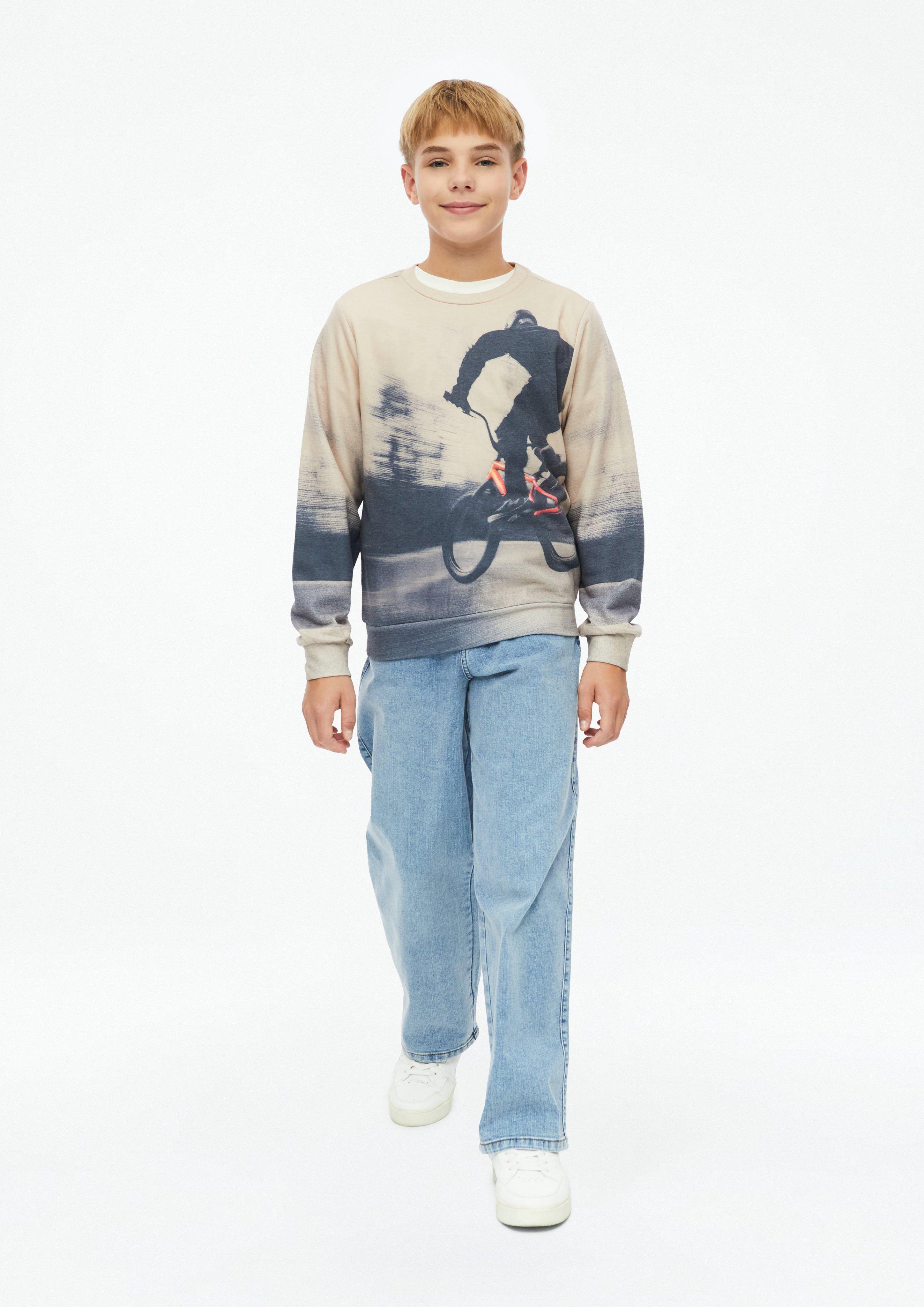Kinder Sweatshirt mit All-over-Print in beige von s.Oliver